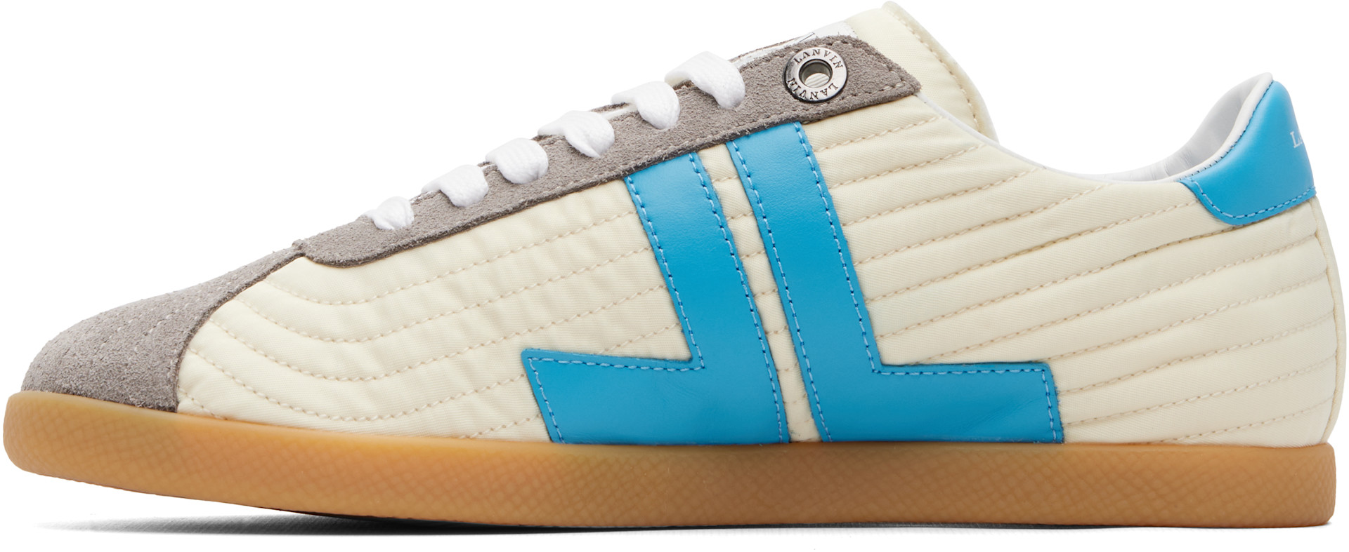 Lanvin - Baskets Glen 2.0 blanc cassé et bleu