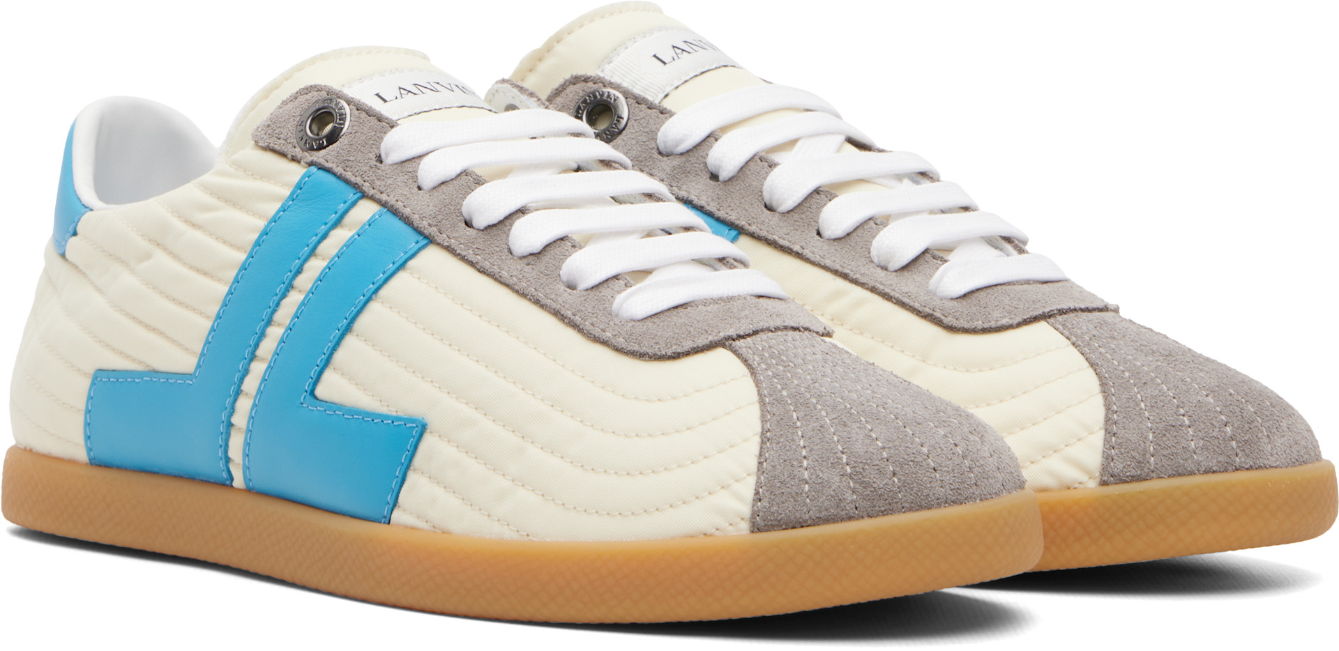Lanvin - Baskets Glen 2.0 blanc cassé et bleu