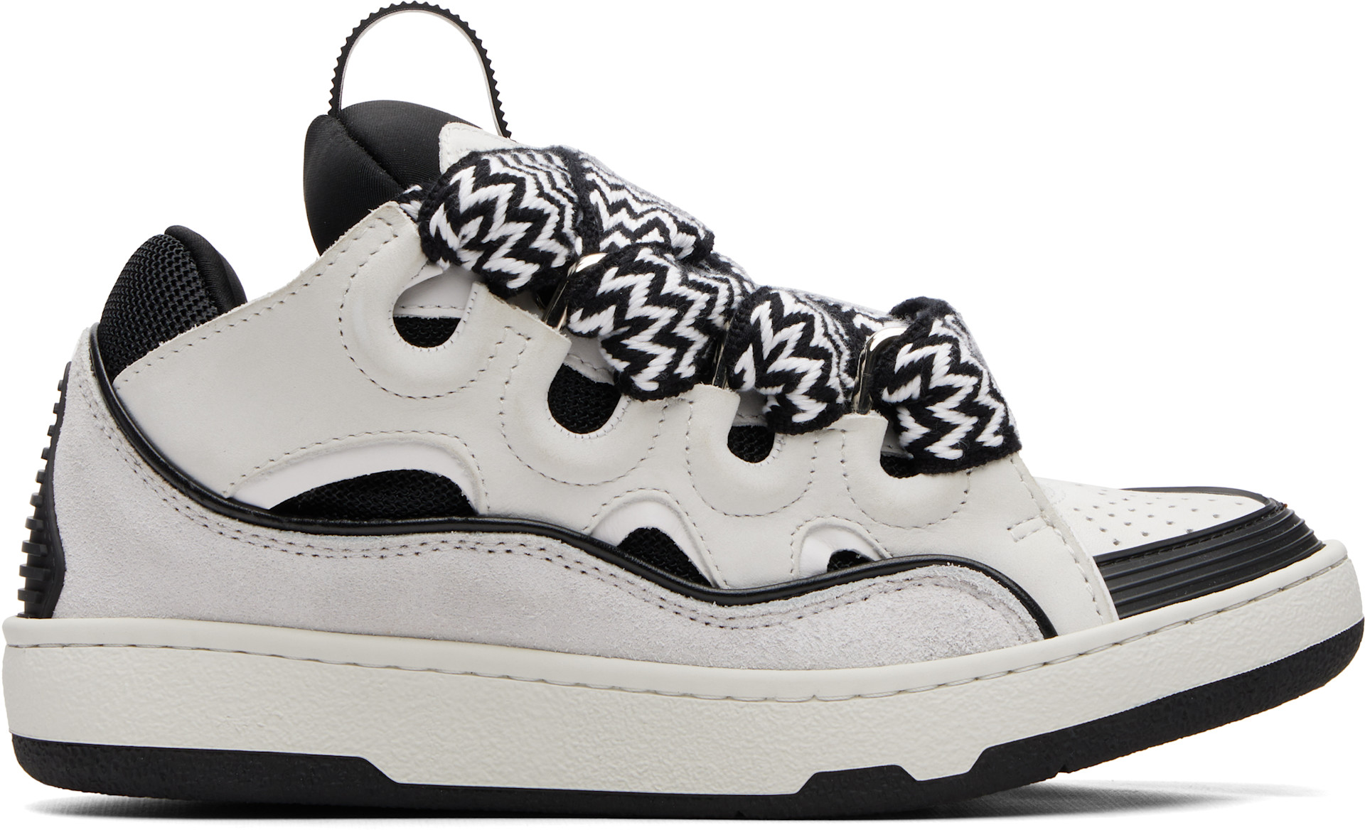 LANVIN Curb スニーカー ブラック ホワイト Lanvin: White & Black Bicolor Curb Sneakers | SSENSE
