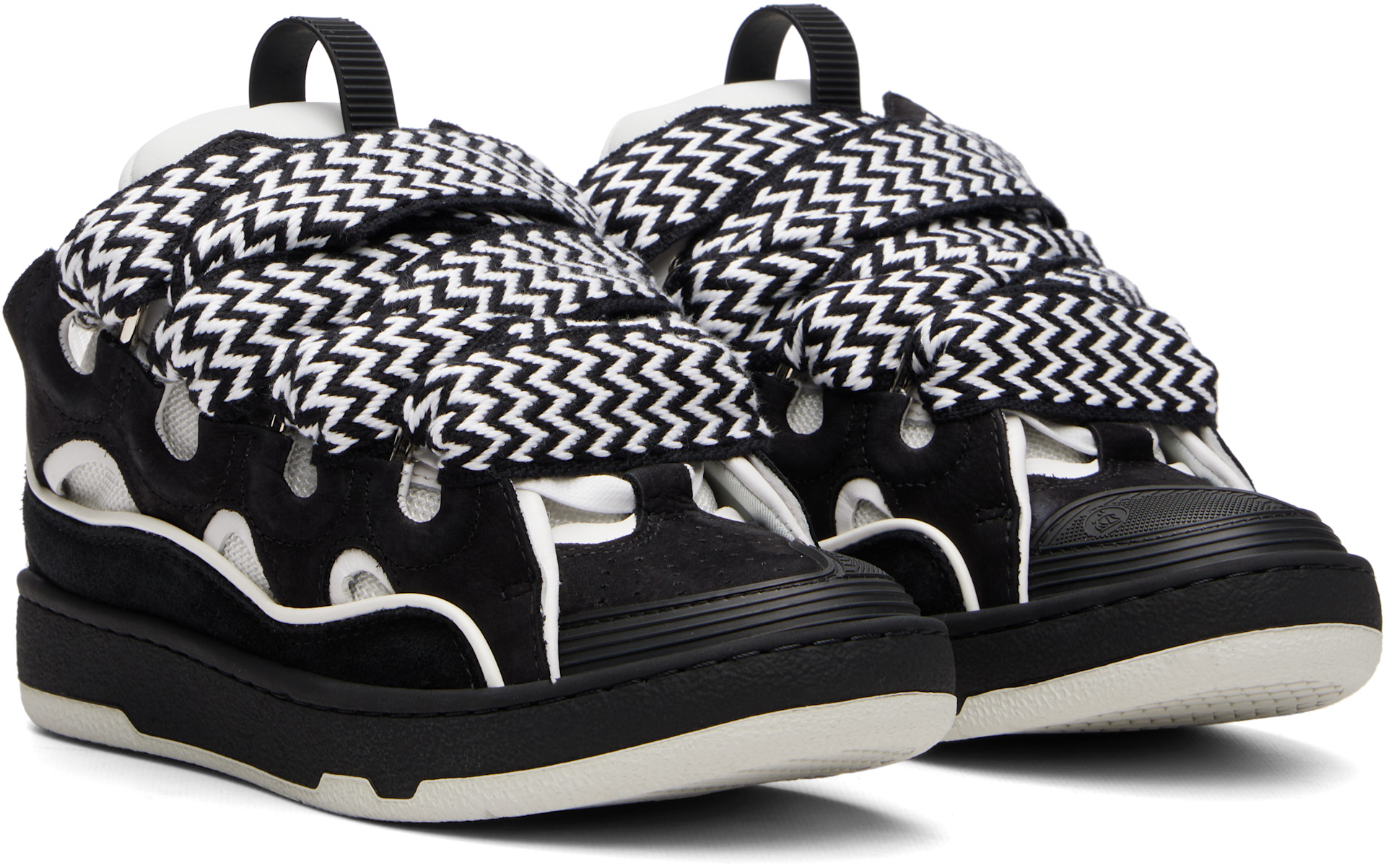 Lanvin: Black & White Bicolor Curb Sneakers | SSENSE