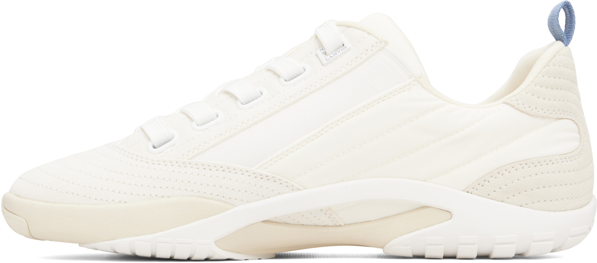 Lanvin: White New Soccer Lace Up Leather Sneakers | SSENSE