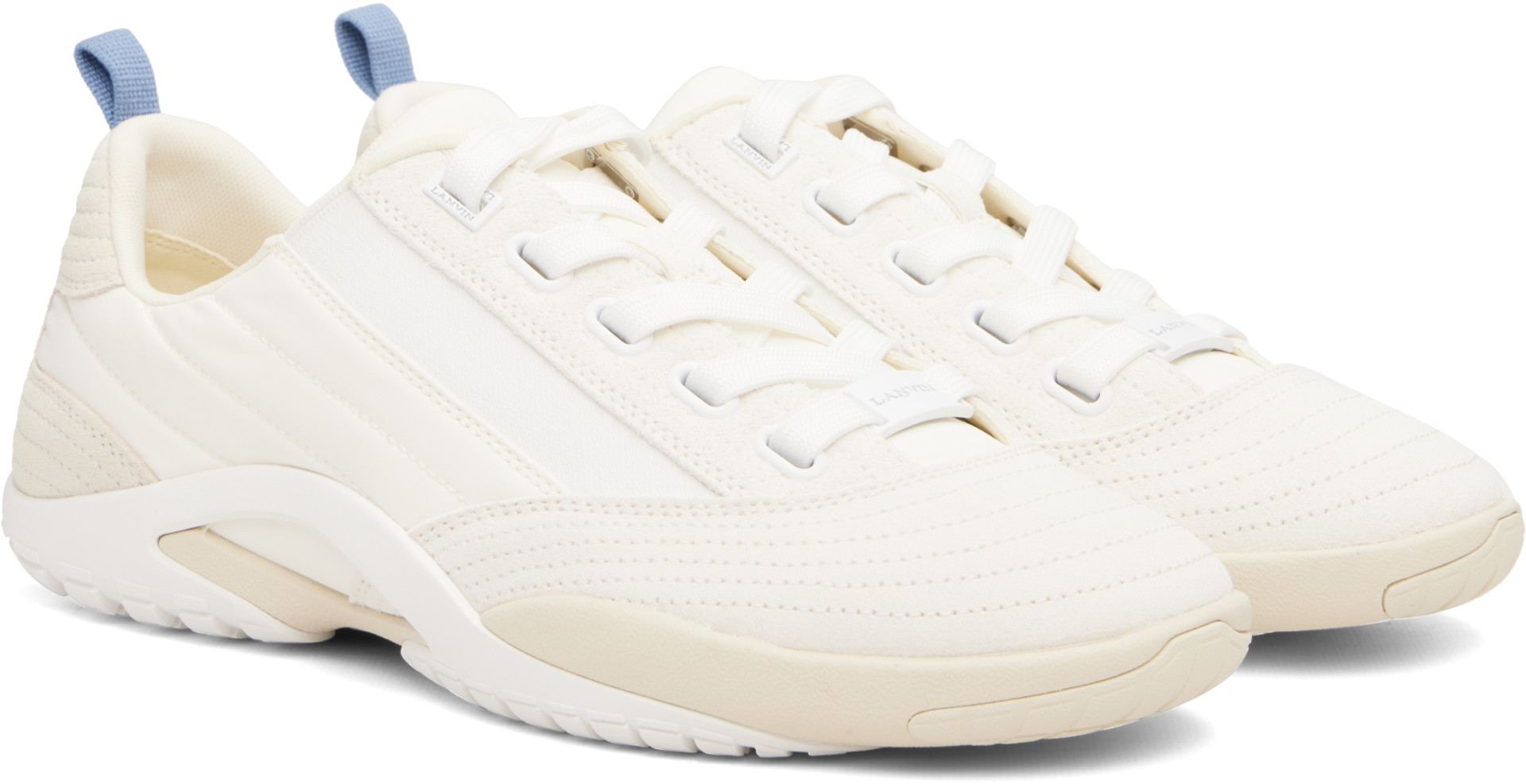 Lanvin: White New Soccer Lace Up Leather Sneakers | SSENSE