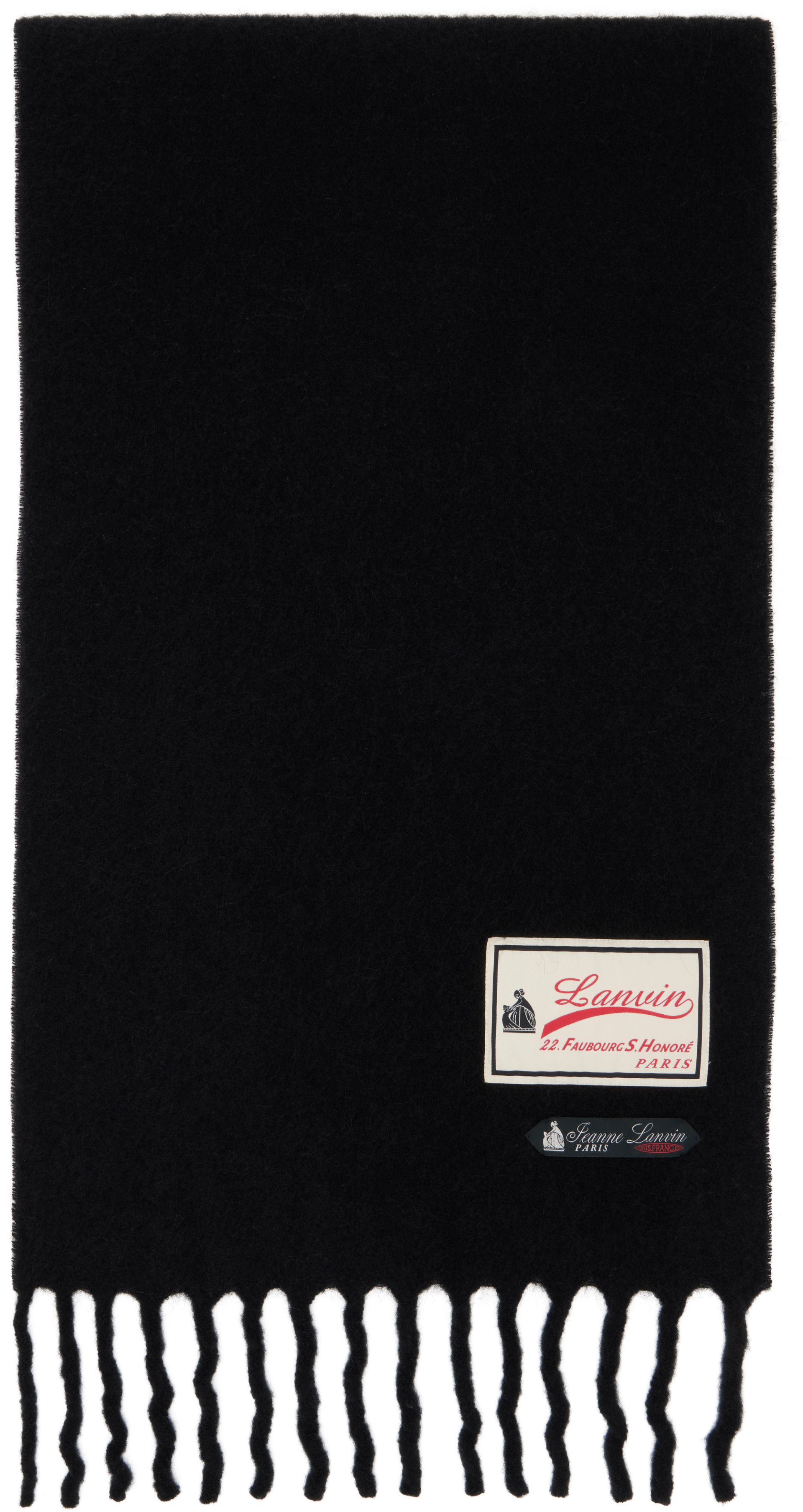 LANVIN　最上級ウール Lanvin: Black Fluffy '22 Faubourg' Label Scarf | SSENSE