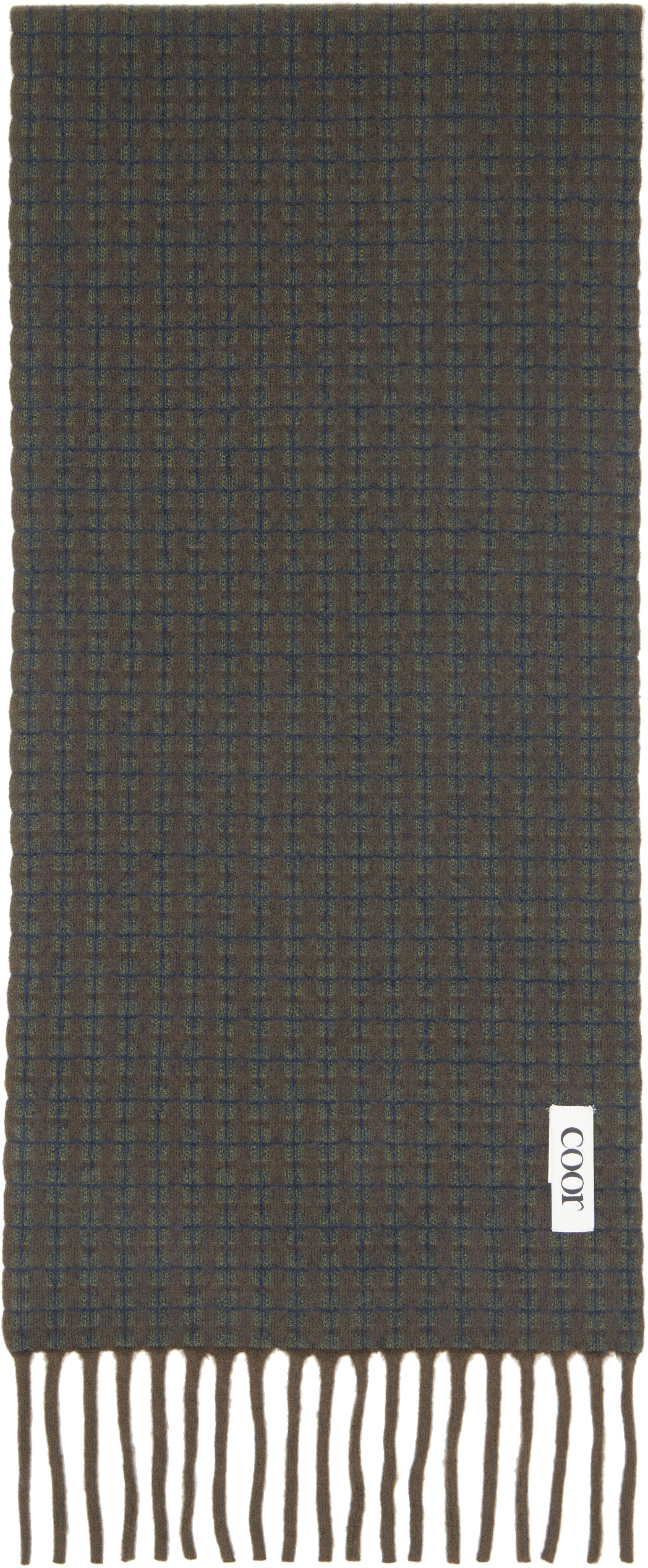 COOR: Khaki & Brown Merino Wool Gunclub Check Muffler Scarf | SSENSE