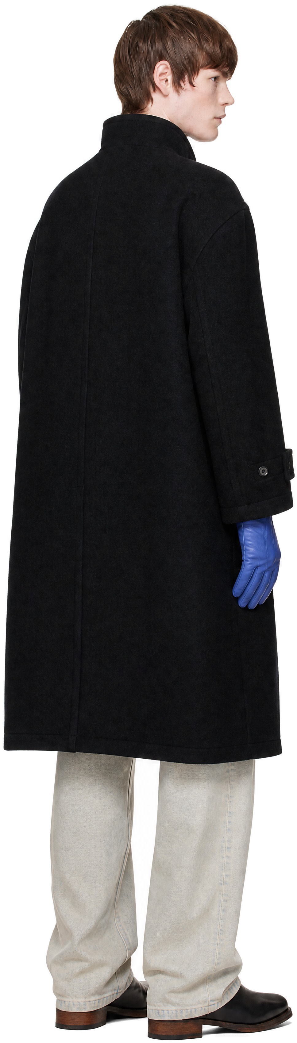 COOR - Black Virgin Wool High Neck Coat