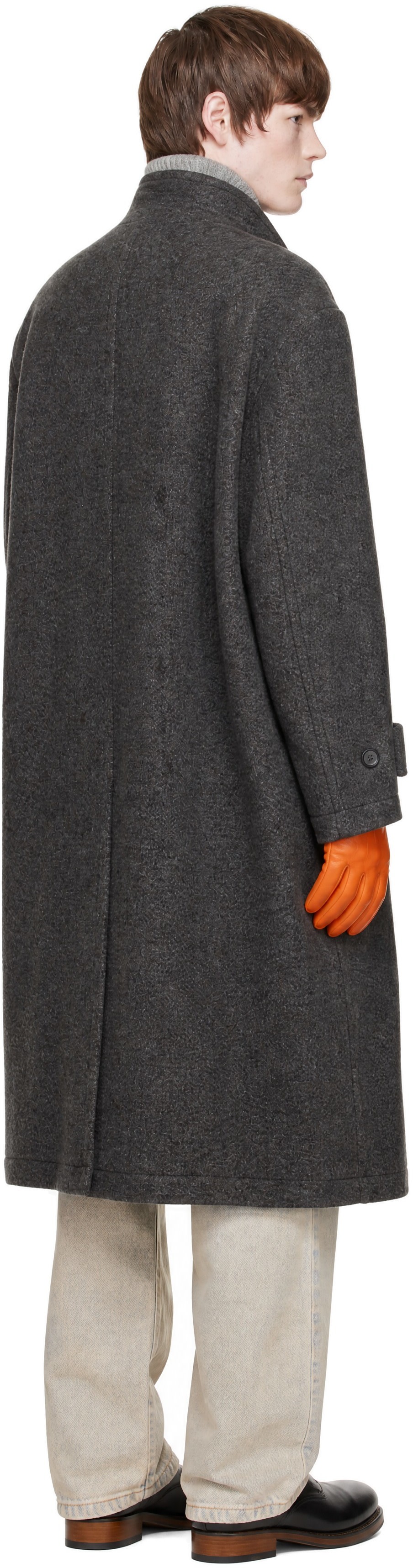 COOR - Gray Cashmere Blend High Neck Coat