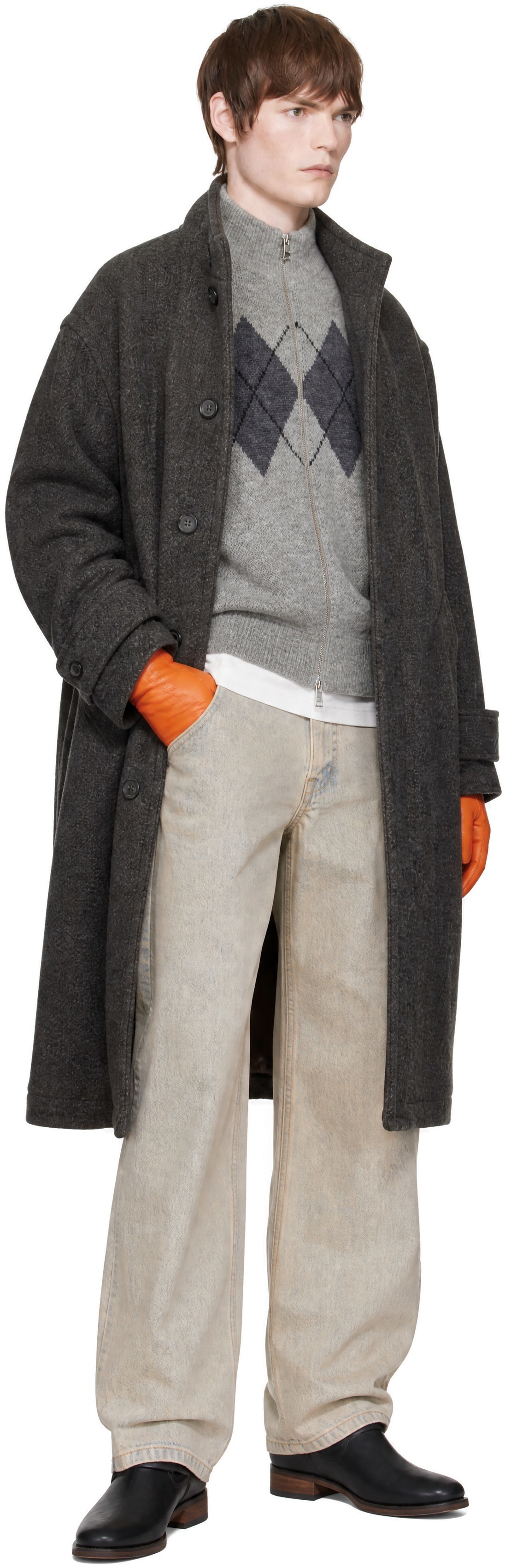 COOR - Gray Cashmere Blend High Neck Coat