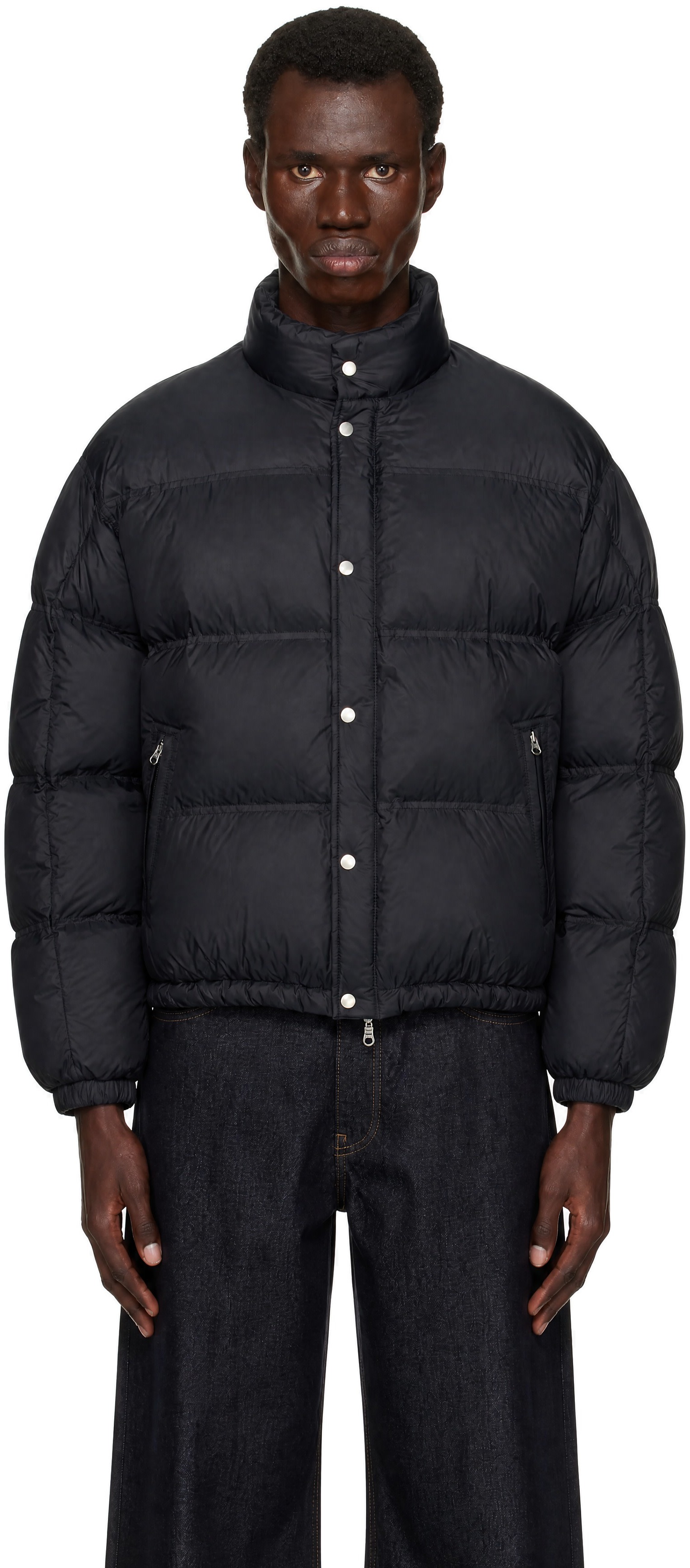 COOR - Black Double Stitch Snap Button Down Jacket