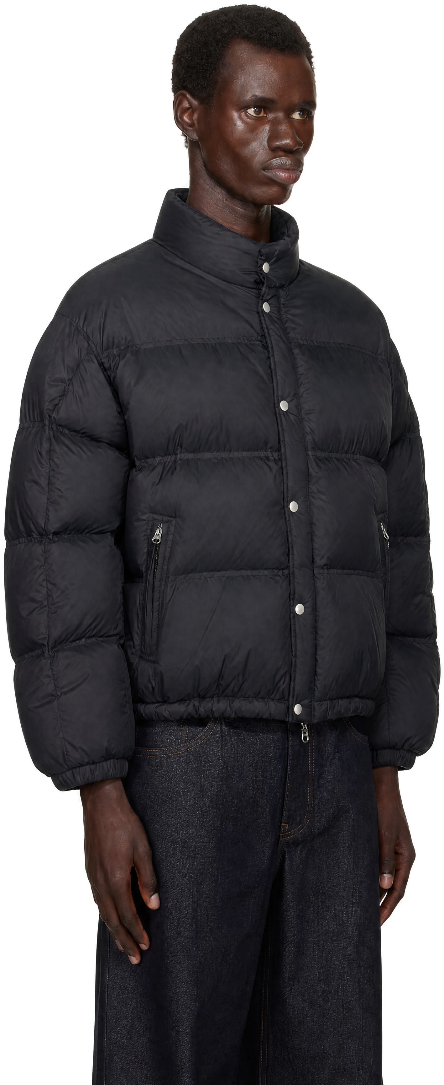COOR - Black Double Stitch Snap Button Down Jacket