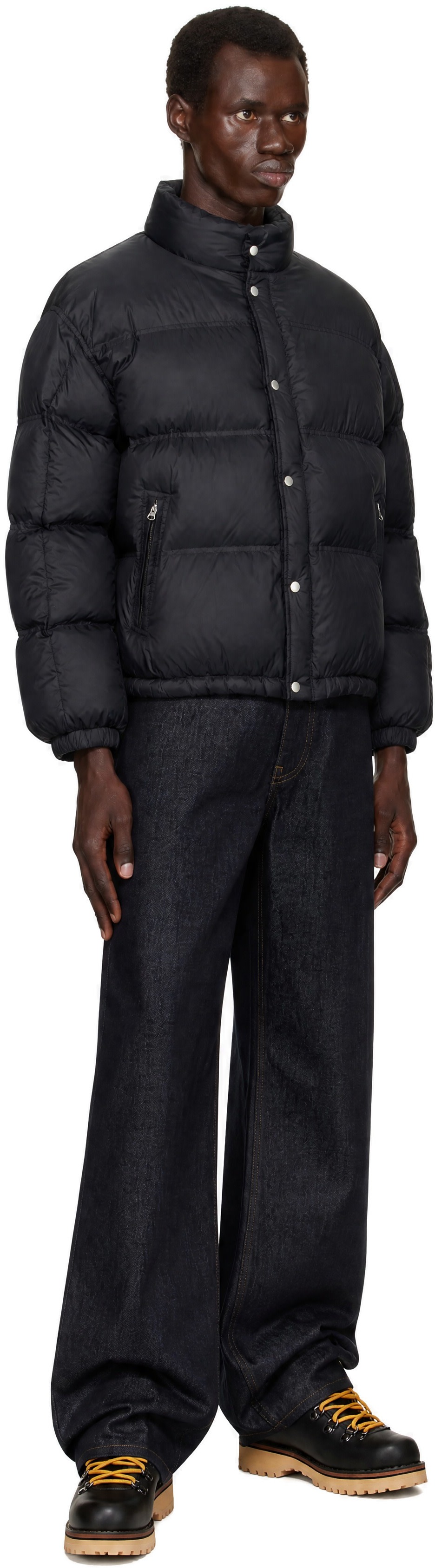 COOR - Black Double Stitch Snap Button Down Jacket