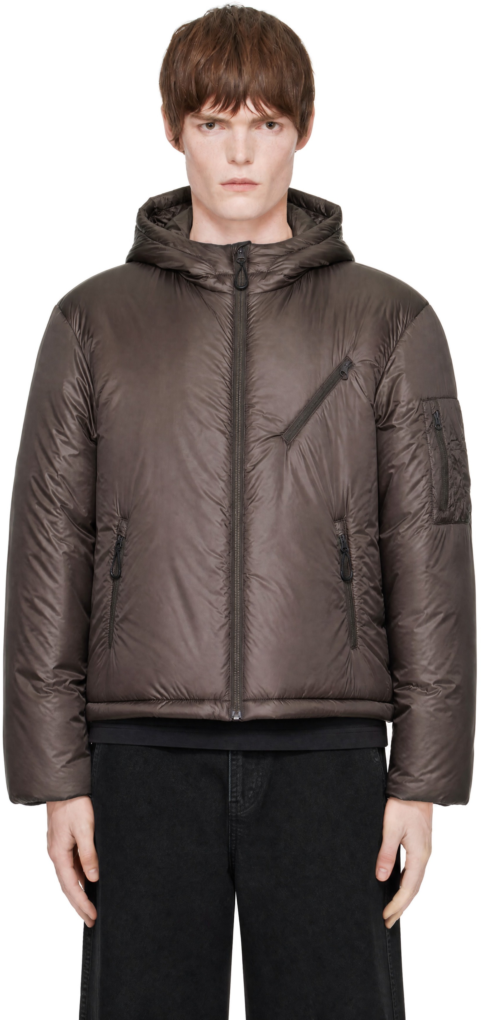 COOR - Brown Light Weight Shell Padded Hooded Jacket