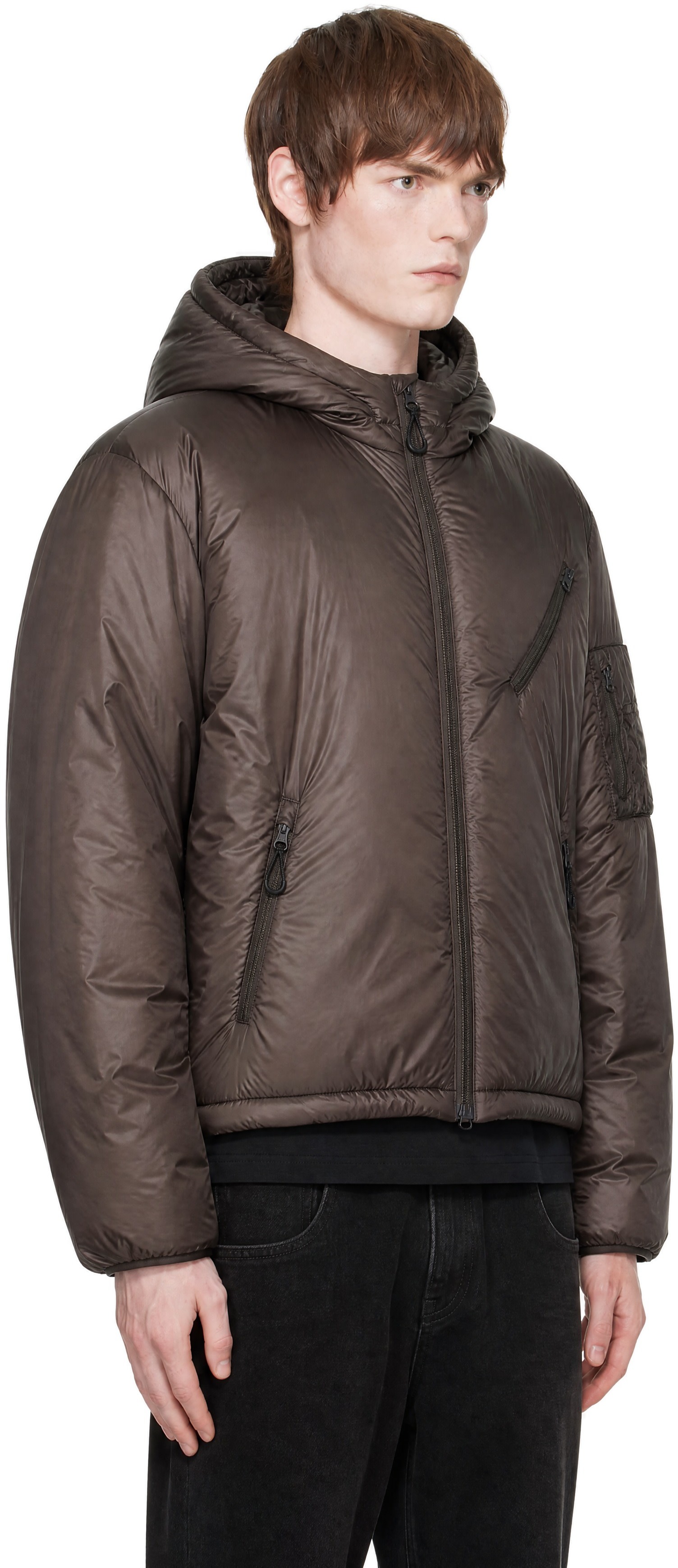 COOR - Brown Light Weight Shell Padded Hooded Jacket