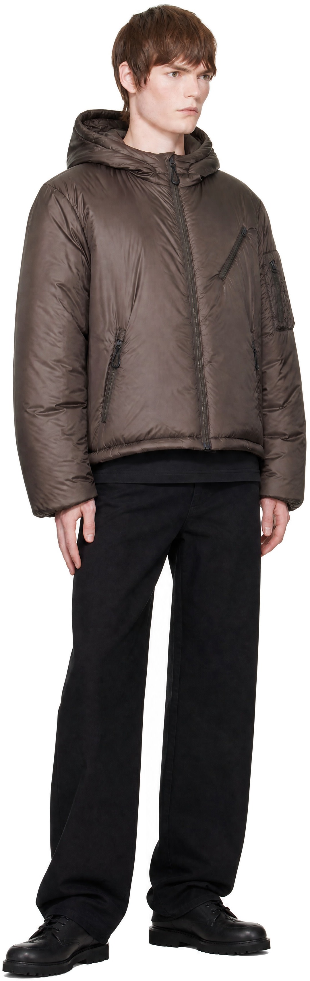 COOR - Brown Light Weight Shell Padded Hooded Jacket
