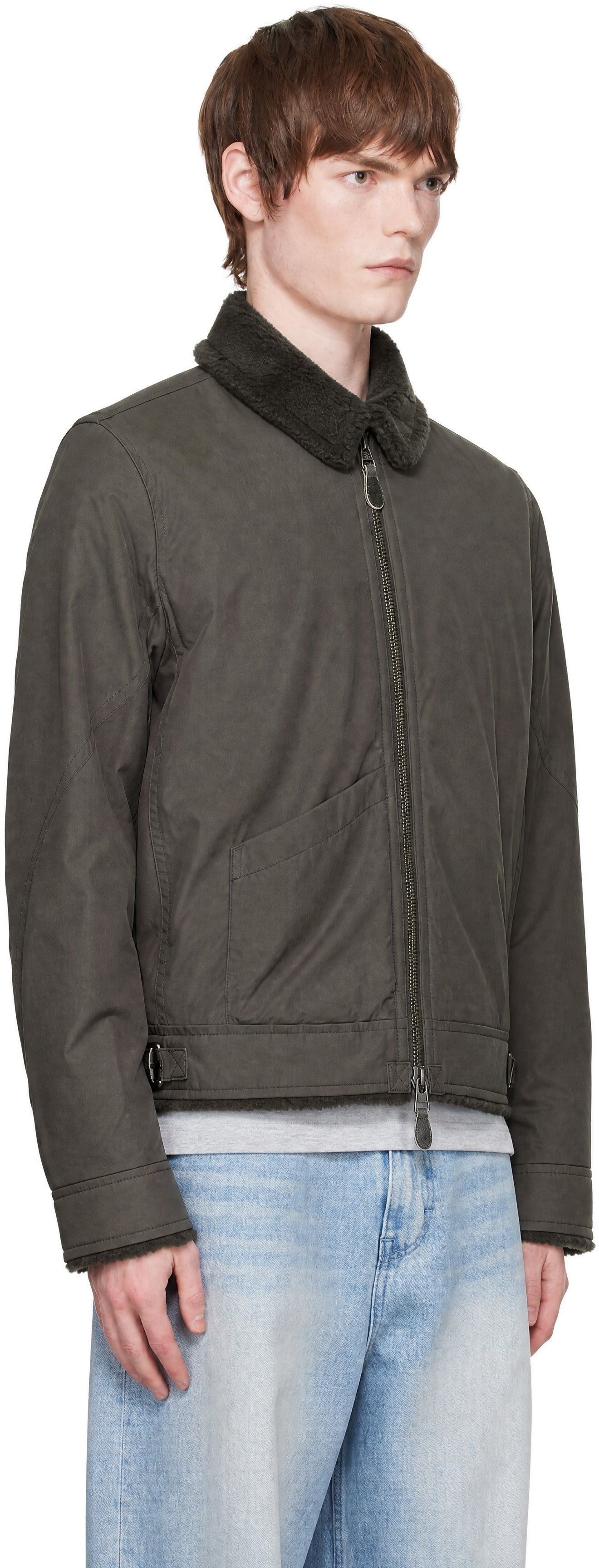 COOR - Brown Fleece Lined Cotton B-3 Jacket