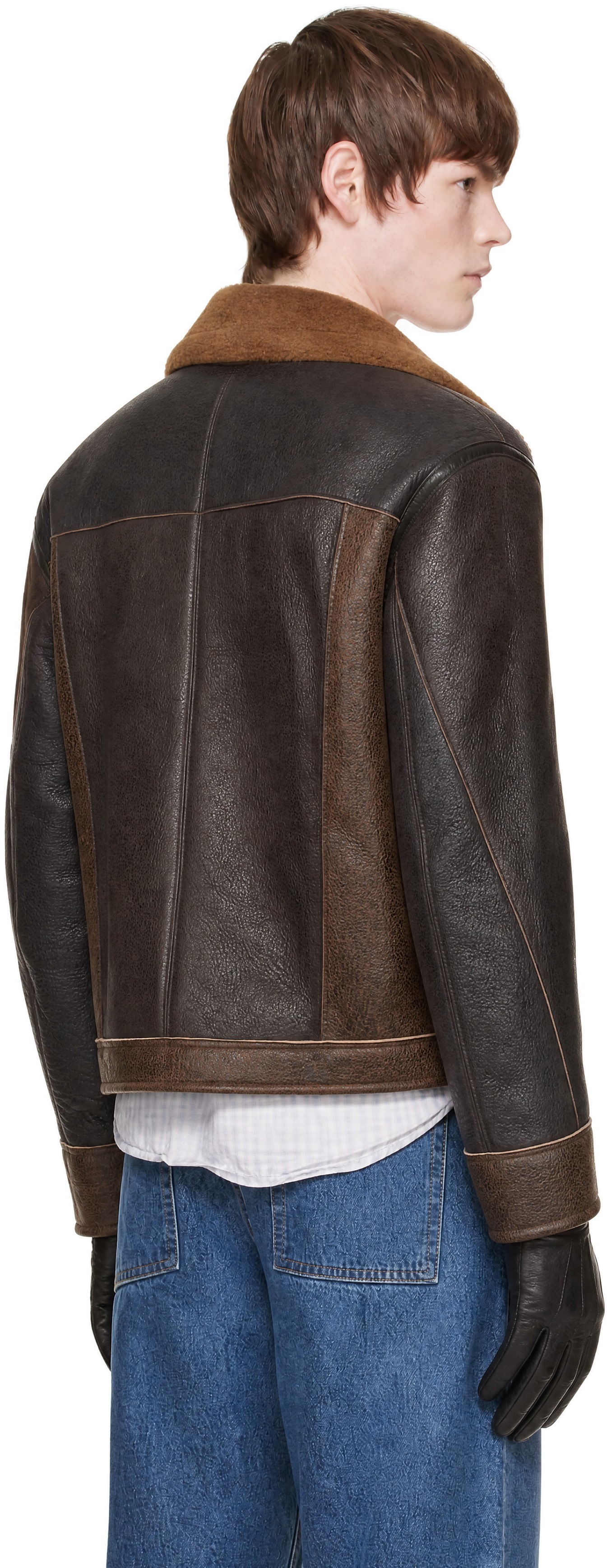 COOR - Brown Patchwork Shearling Jacket