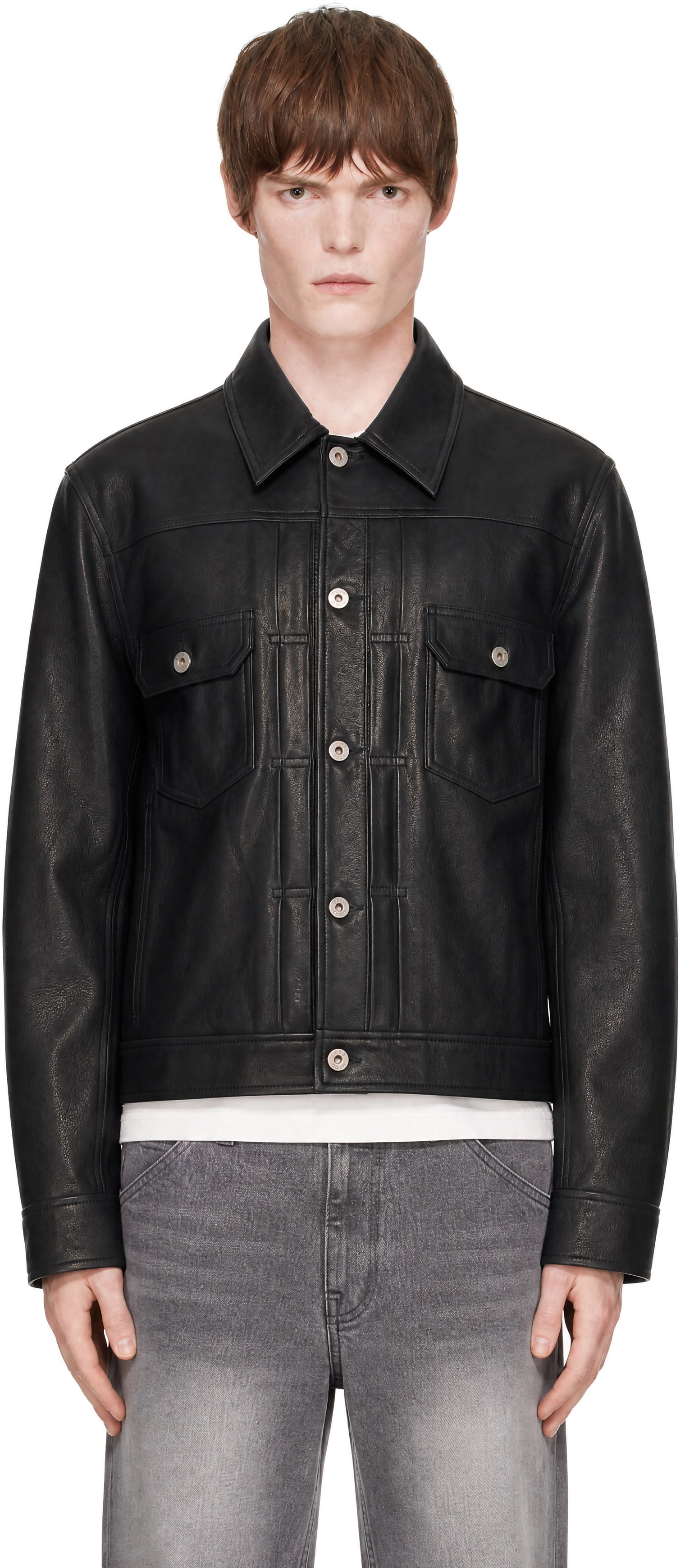COOR - Black Goatskin Pocket Trucker Jacket