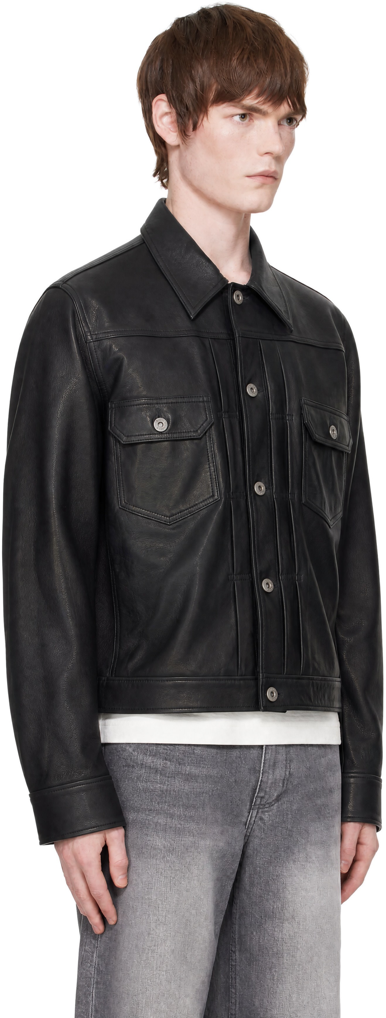 COOR - Black Goatskin Pocket Trucker Jacket