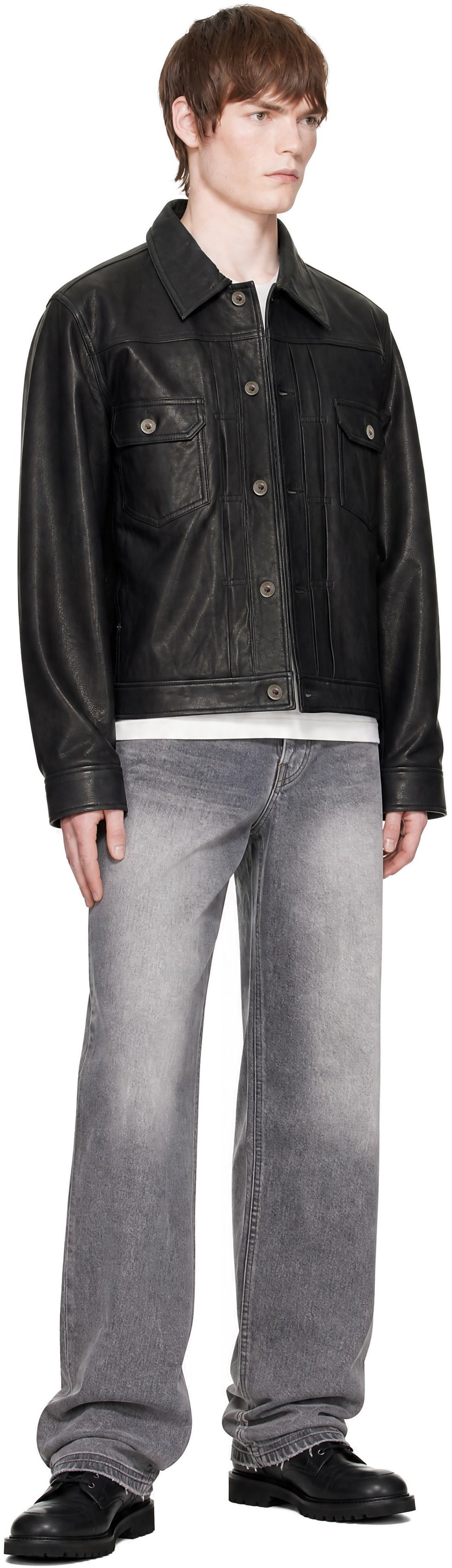 COOR - Black Goatskin Pocket Trucker Jacket