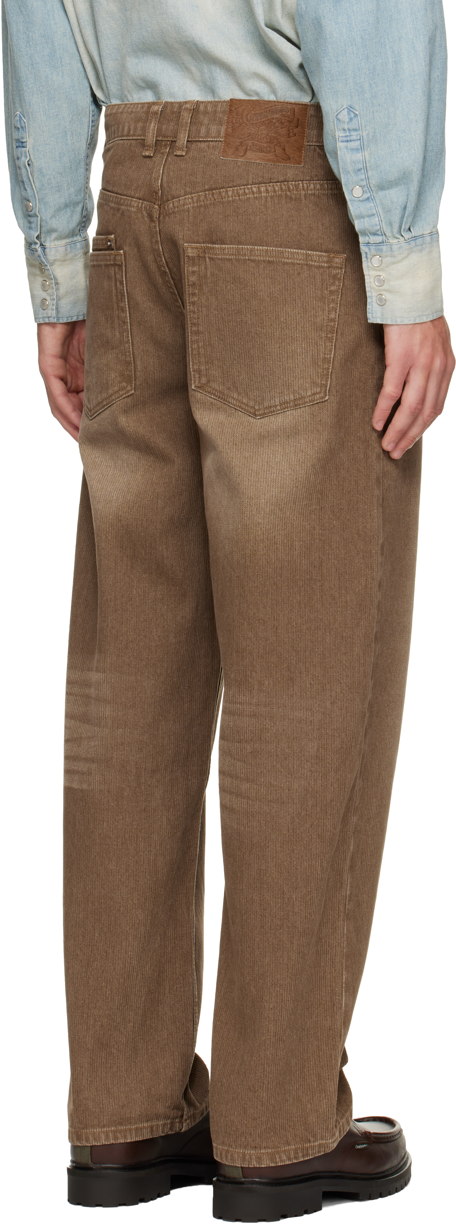 COOR - Brown Brushed Rib Texture Jeans