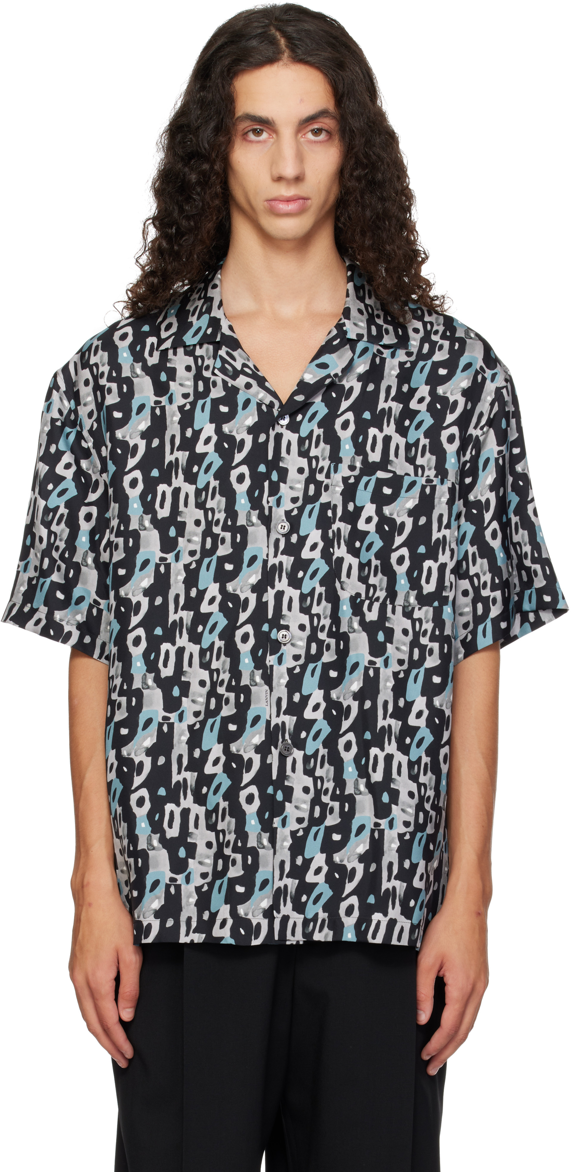 Lanvin - Gray & Black Printed Shirt