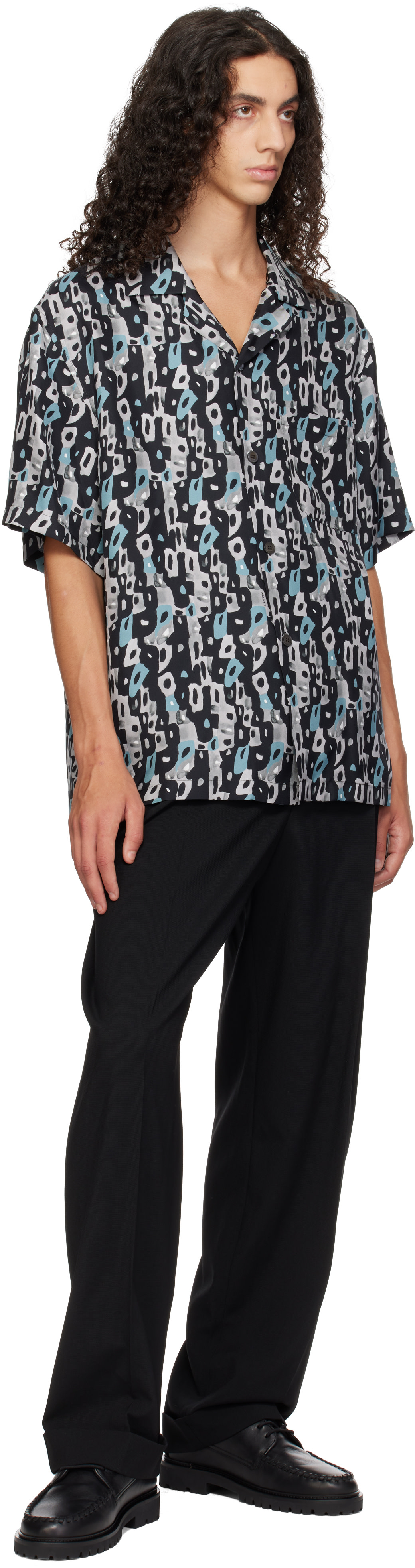 Lanvin - Gray & Black Printed Shirt