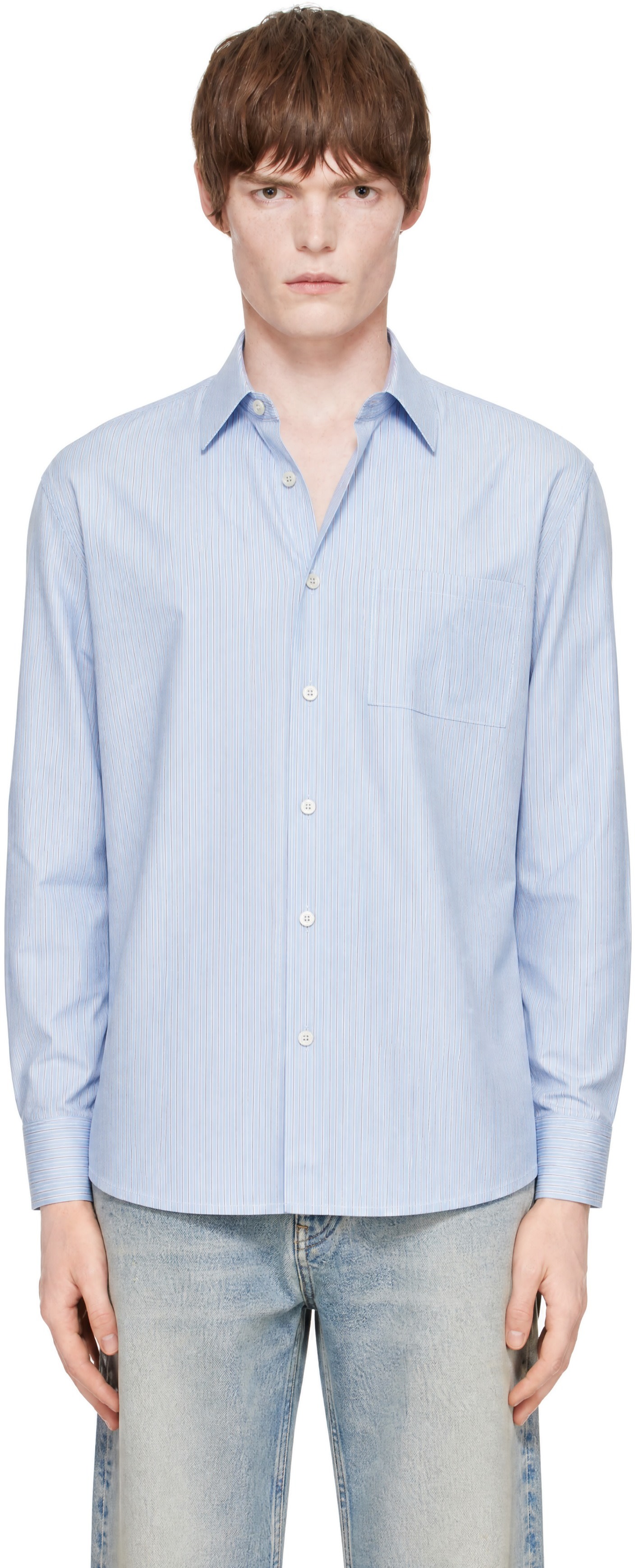 COOR - Blue Pin Stripe Pointed Shirt