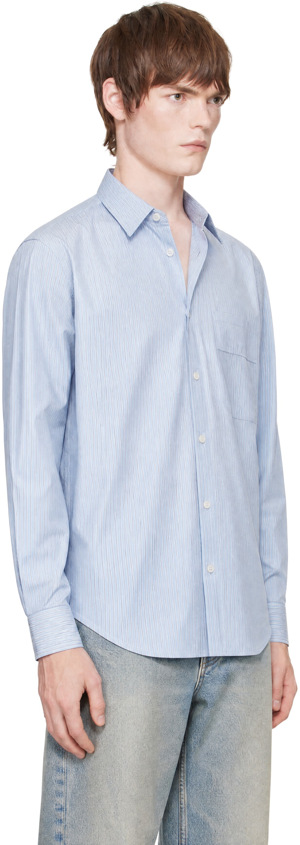 COOR - Blue Pin Stripe Pointed Shirt