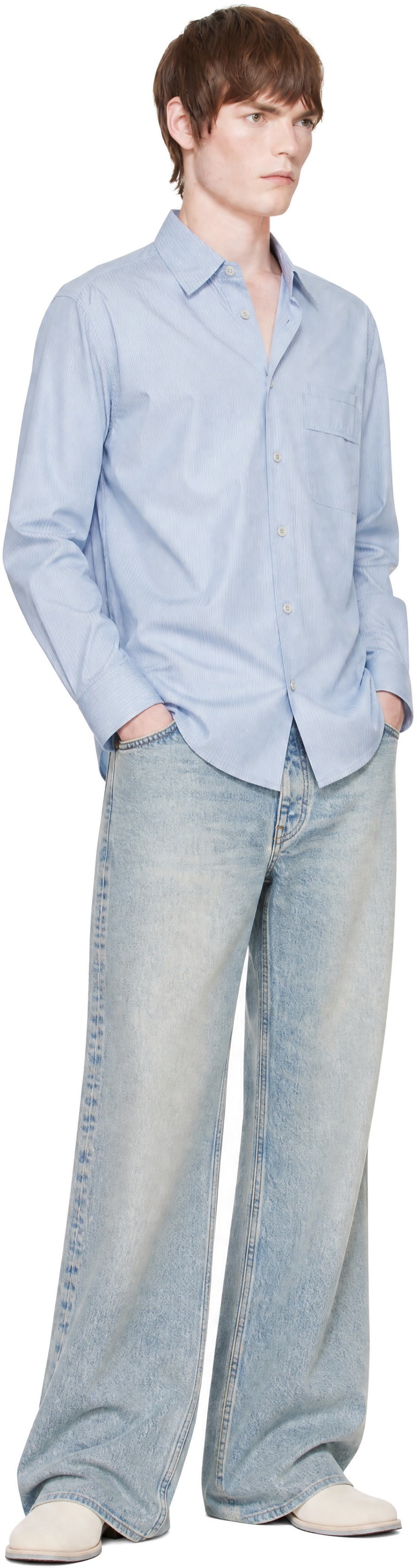 COOR - Blue Pin Stripe Pointed Shirt