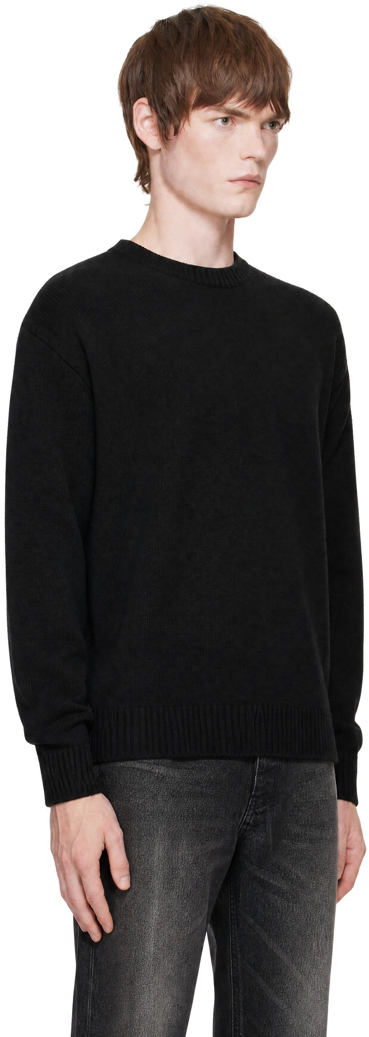 COOR - Black Wool Cropped Crewneck Sweater