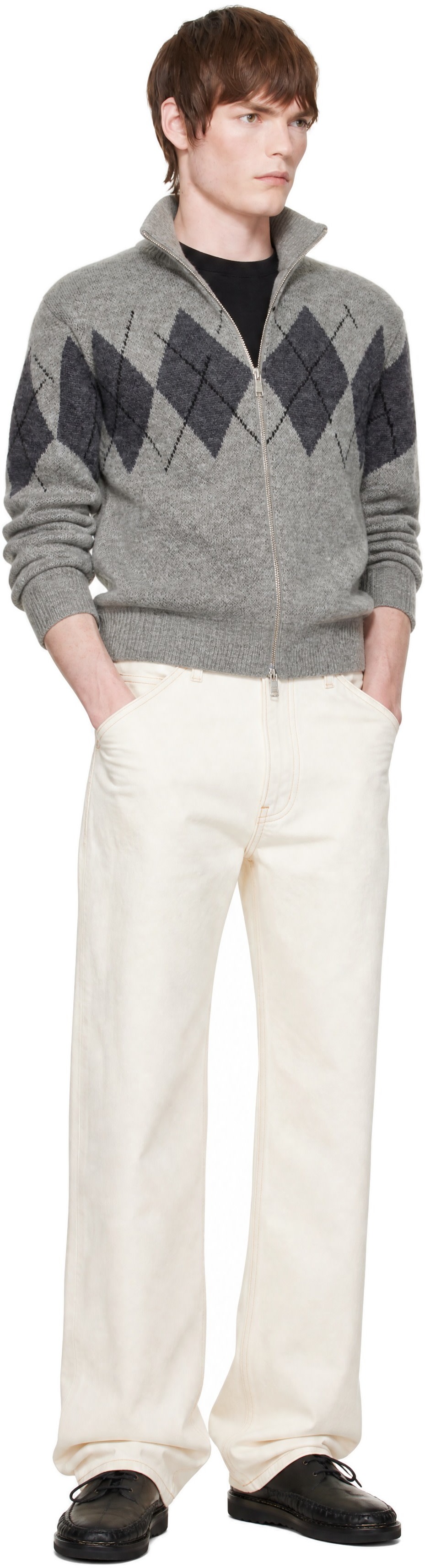 COOR - Gray Inside Out Argyle Zip-Up Cardigan