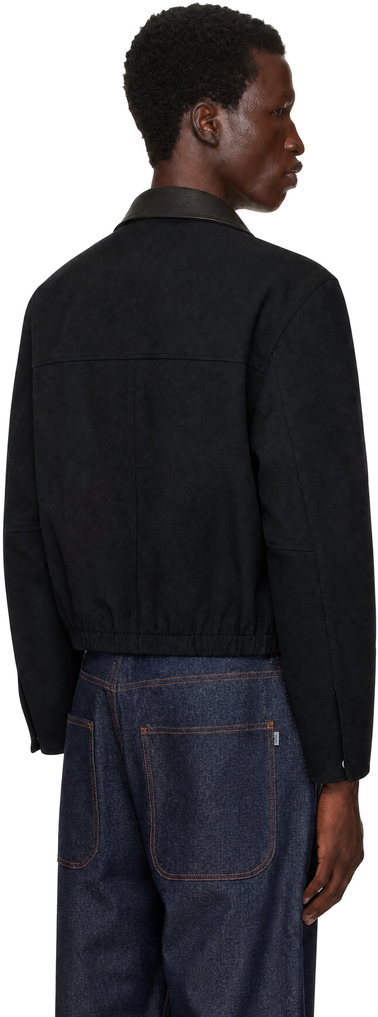COOR - Navy Pilot Leather Collar Bomber Jacket