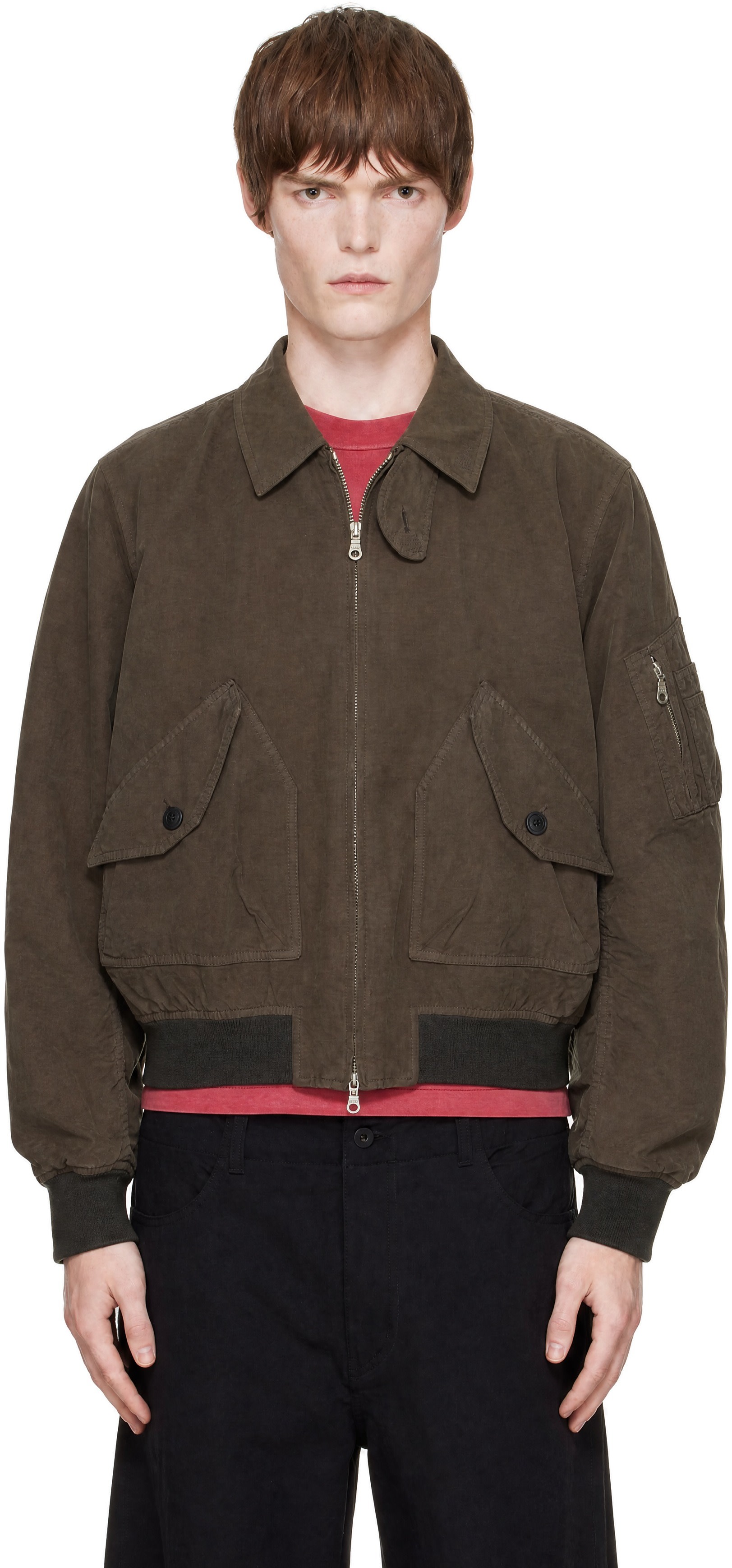 COOR - Brown Dyed Cotton Flight Jacket