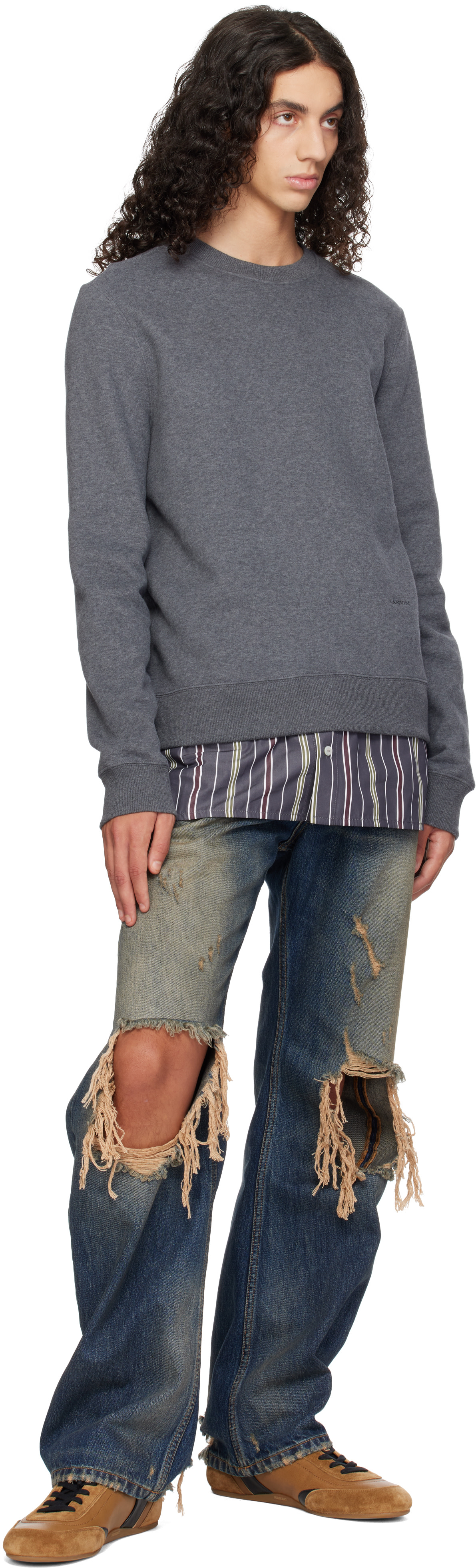 Lanvin - Pull molletonné étagé gris