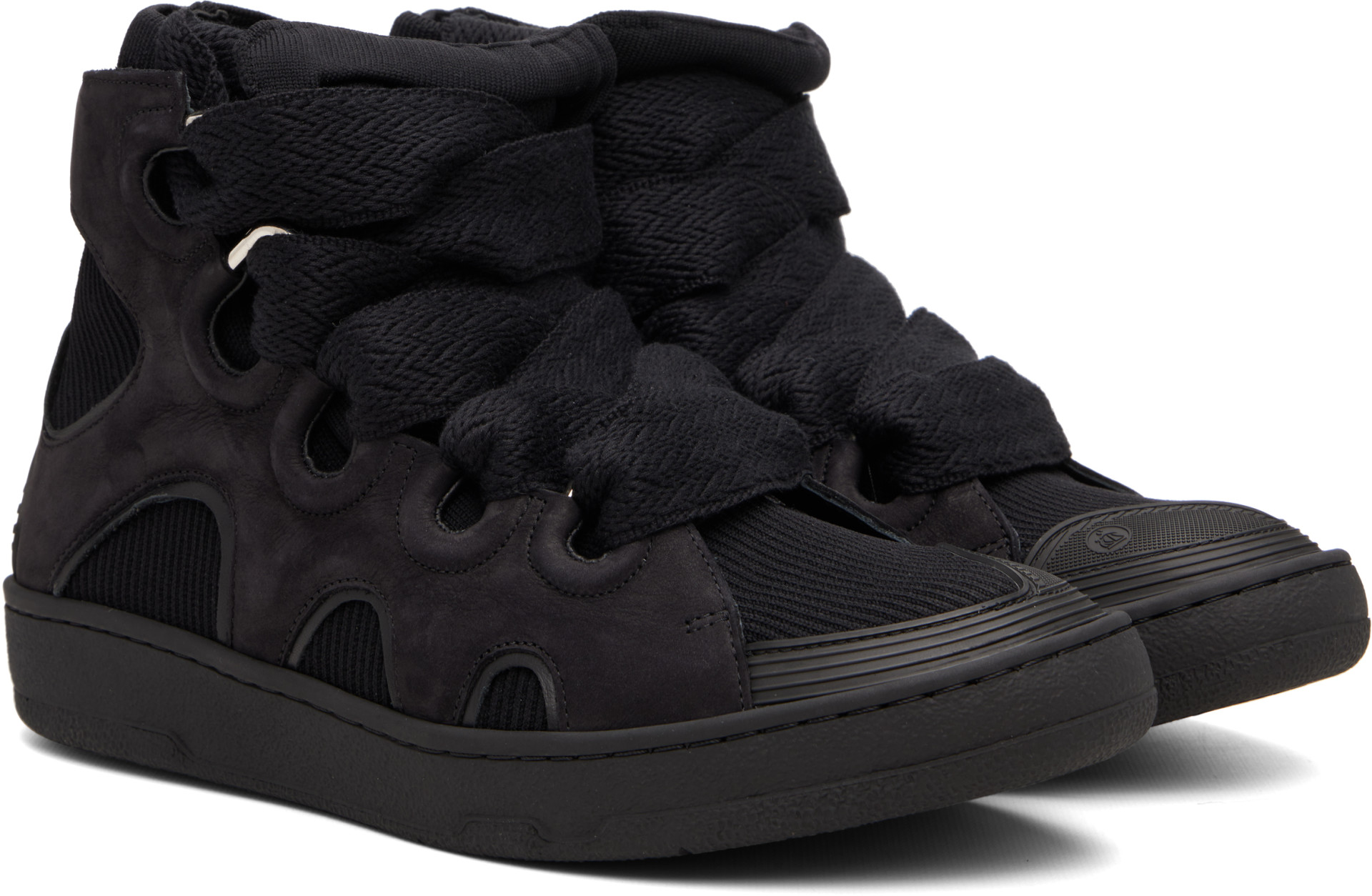 Lanvin - ブラック Curb ニット ハイカットスニーカー