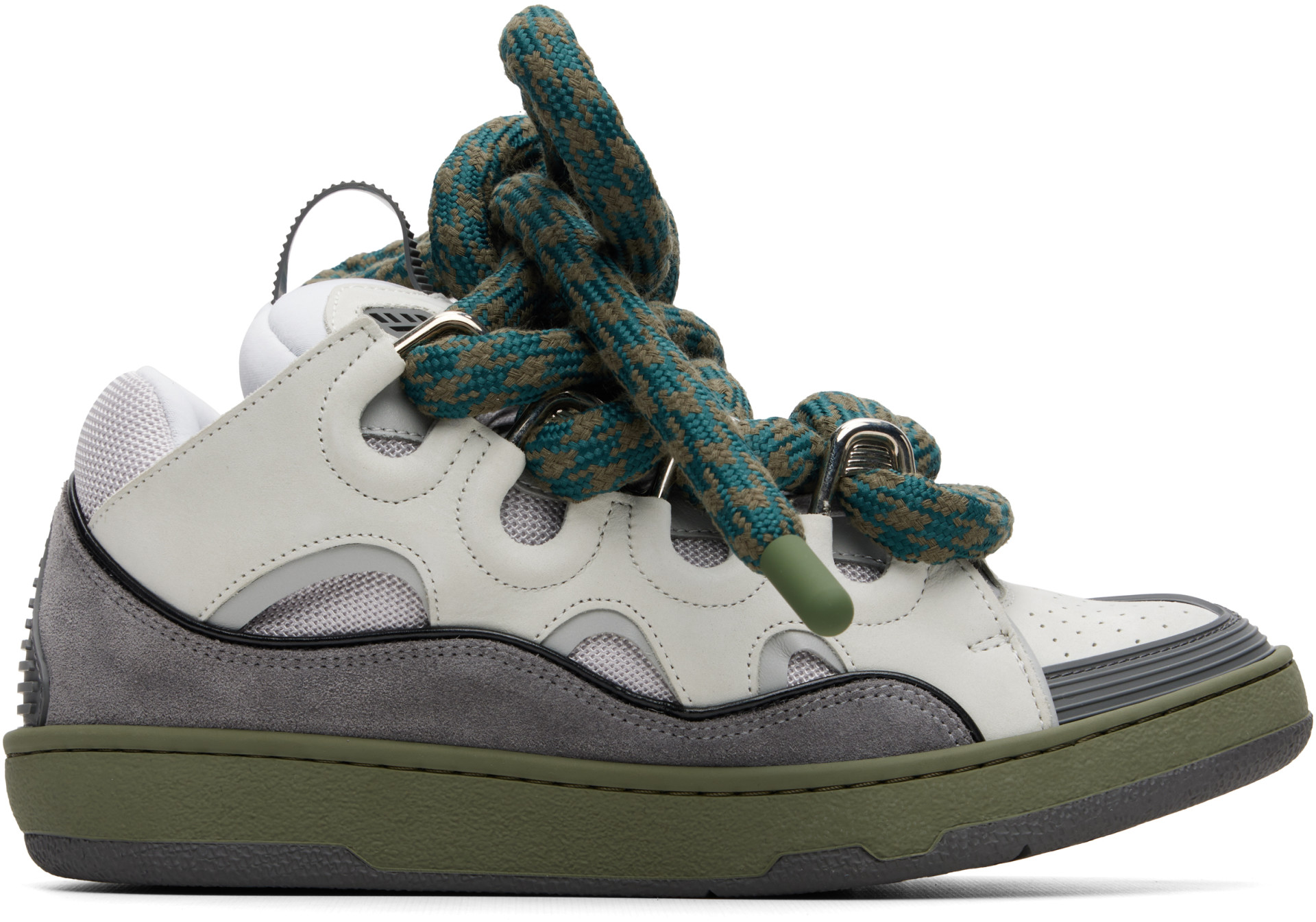 Lanvin - Baskets Curb grises à lacets Snake