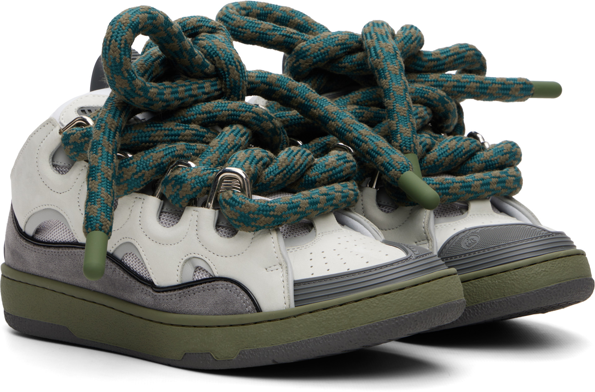 Lanvin - Baskets Curb grises à lacets Snake