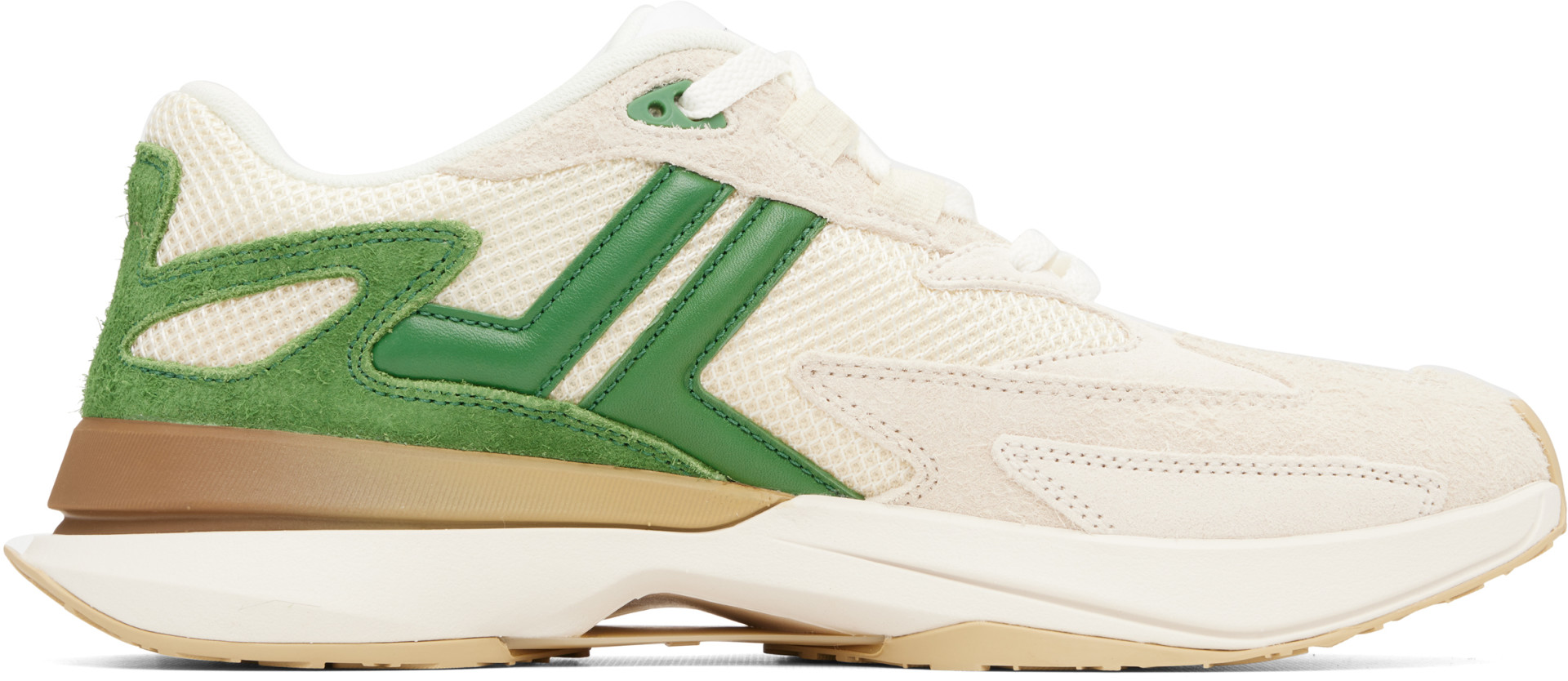 リラン Lanvin: Beige & Green JLA Sneakers | SSENSE