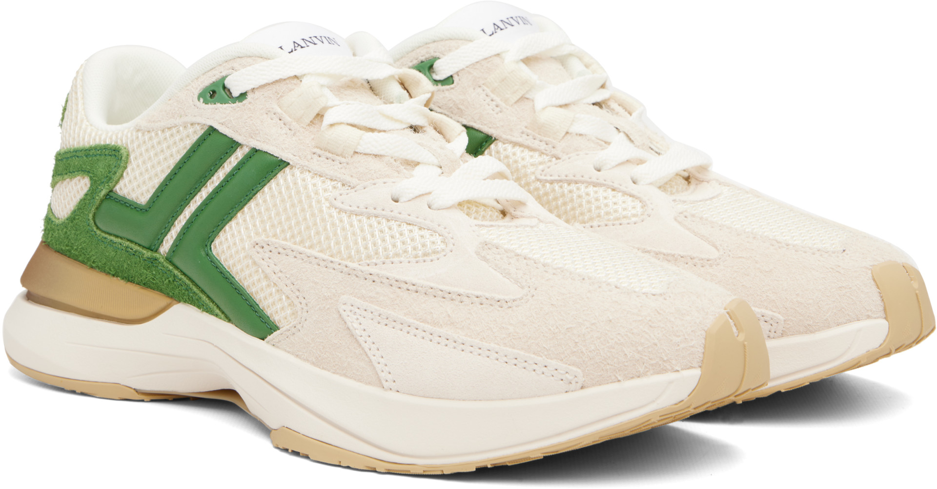 Lanvin - Baskets JLA beige et vert