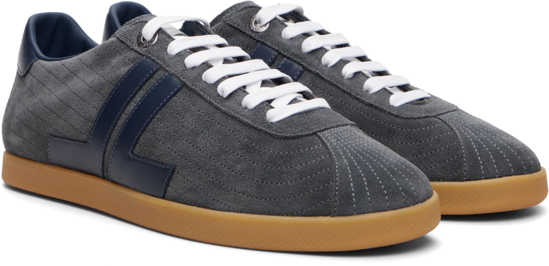 Lanvin - Baskets Glen grises en cuir