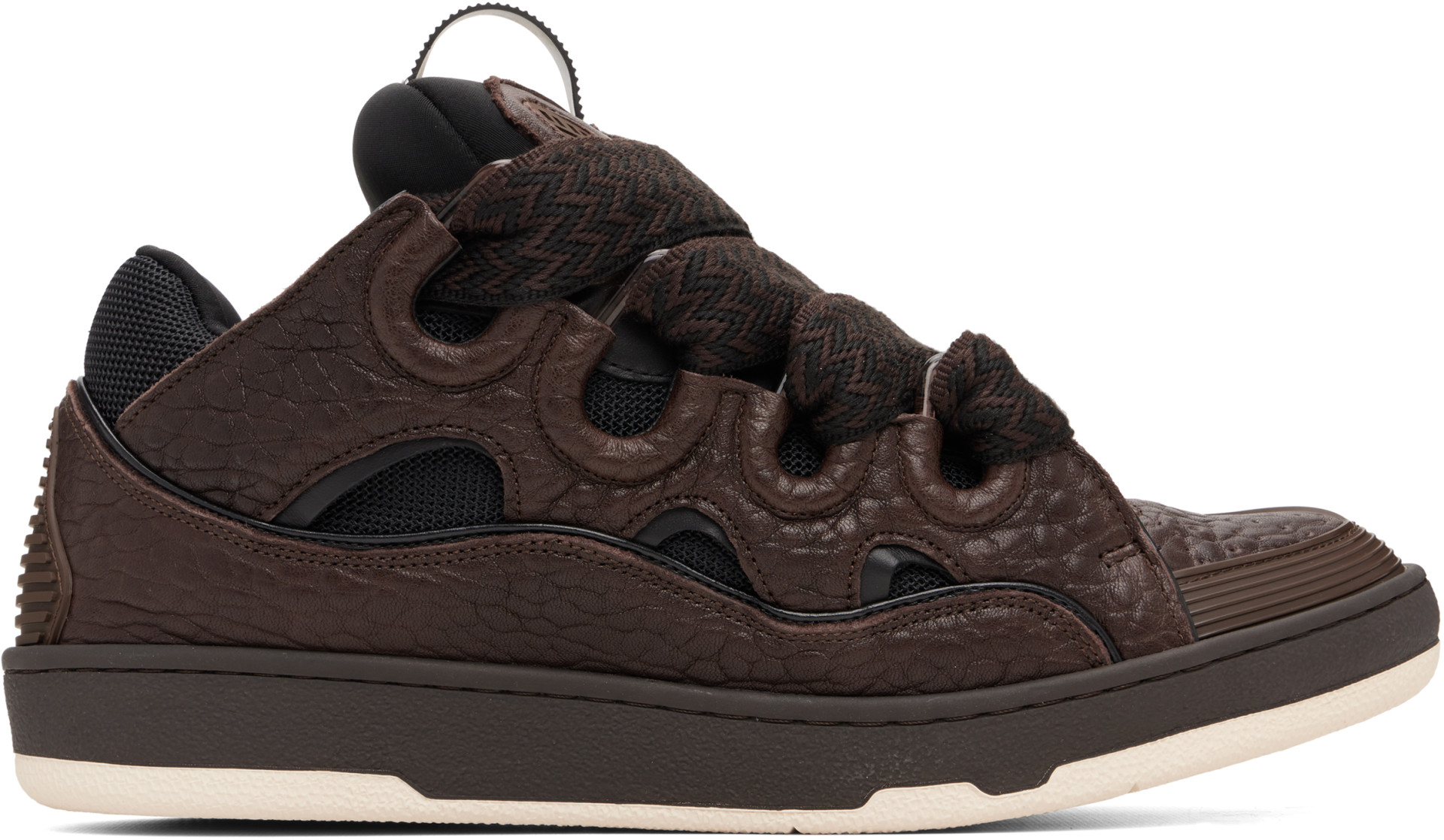 Lanvin - Brown Curb Dino-Effect Leather Sneakers