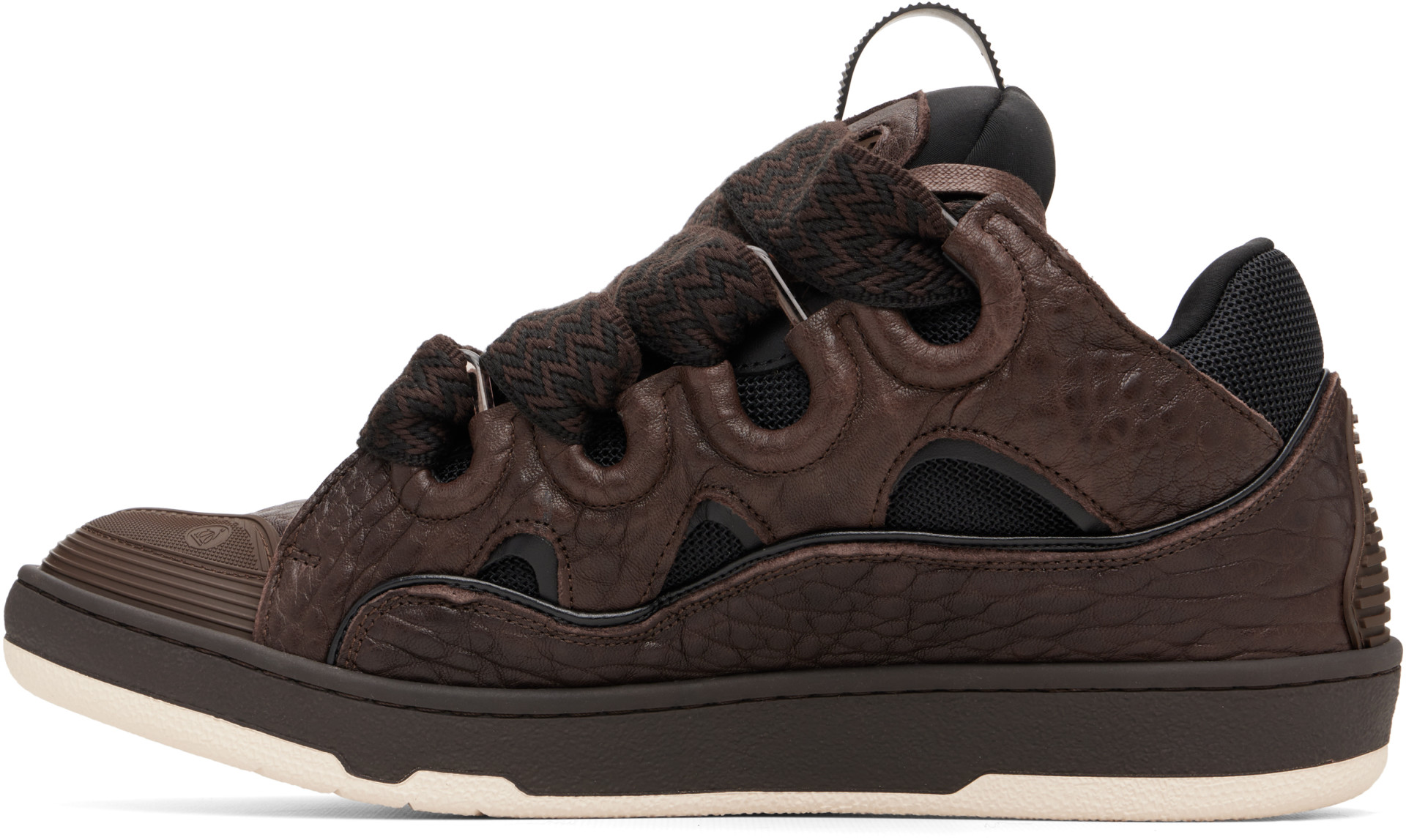 Lanvin - Brown Curb Dino-Effect Leather Sneakers