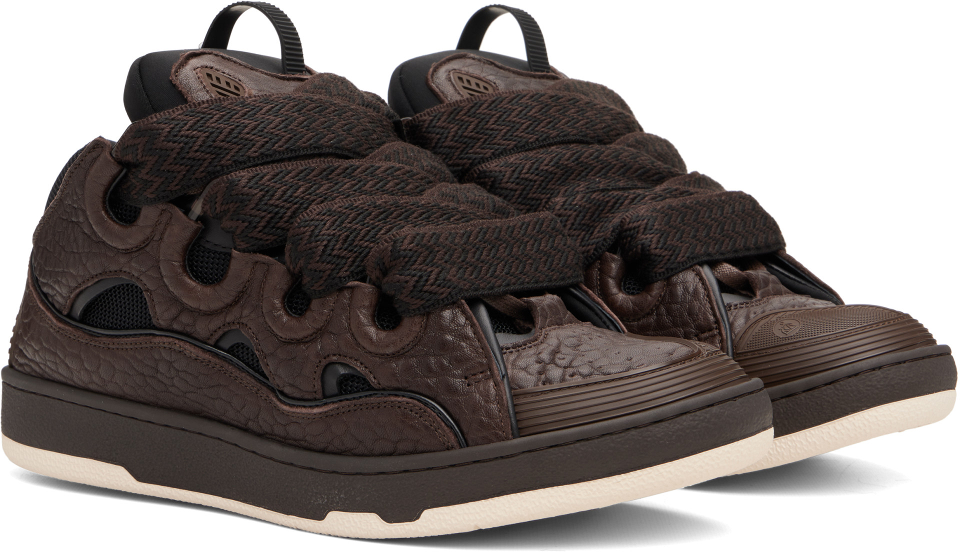 Lanvin - Brown Curb Dino-Effect Leather Sneakers
