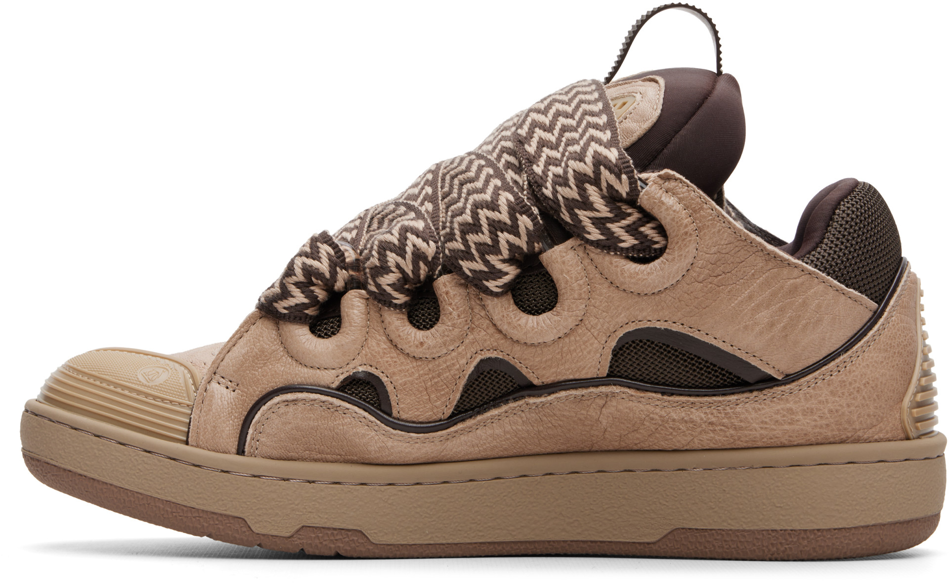 Lanvin - Beige Curb Dino-Effect Leather Sneakers