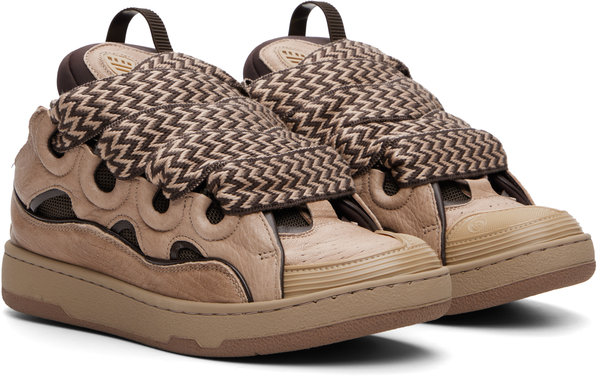 Lanvin - Beige Curb Dino-Effect Leather Sneakers