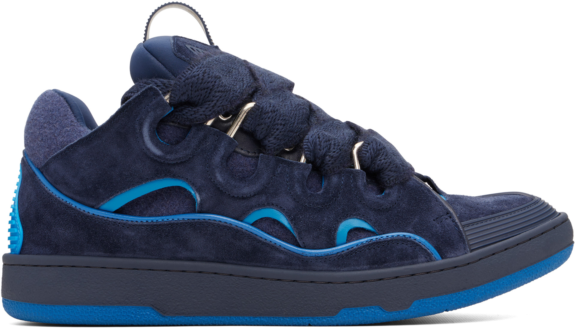Lanvin - Navy Curb Felt Sneakers