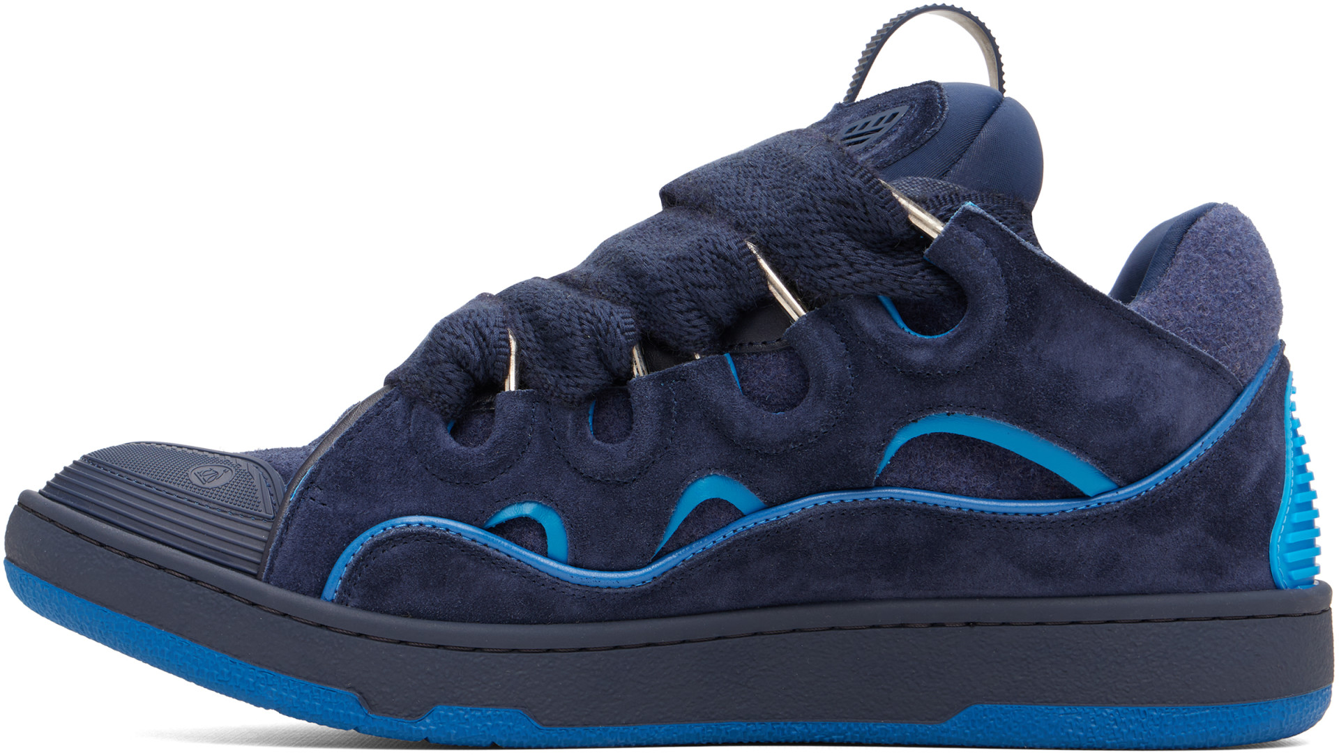 Lanvin - Navy Curb Felt Sneakers