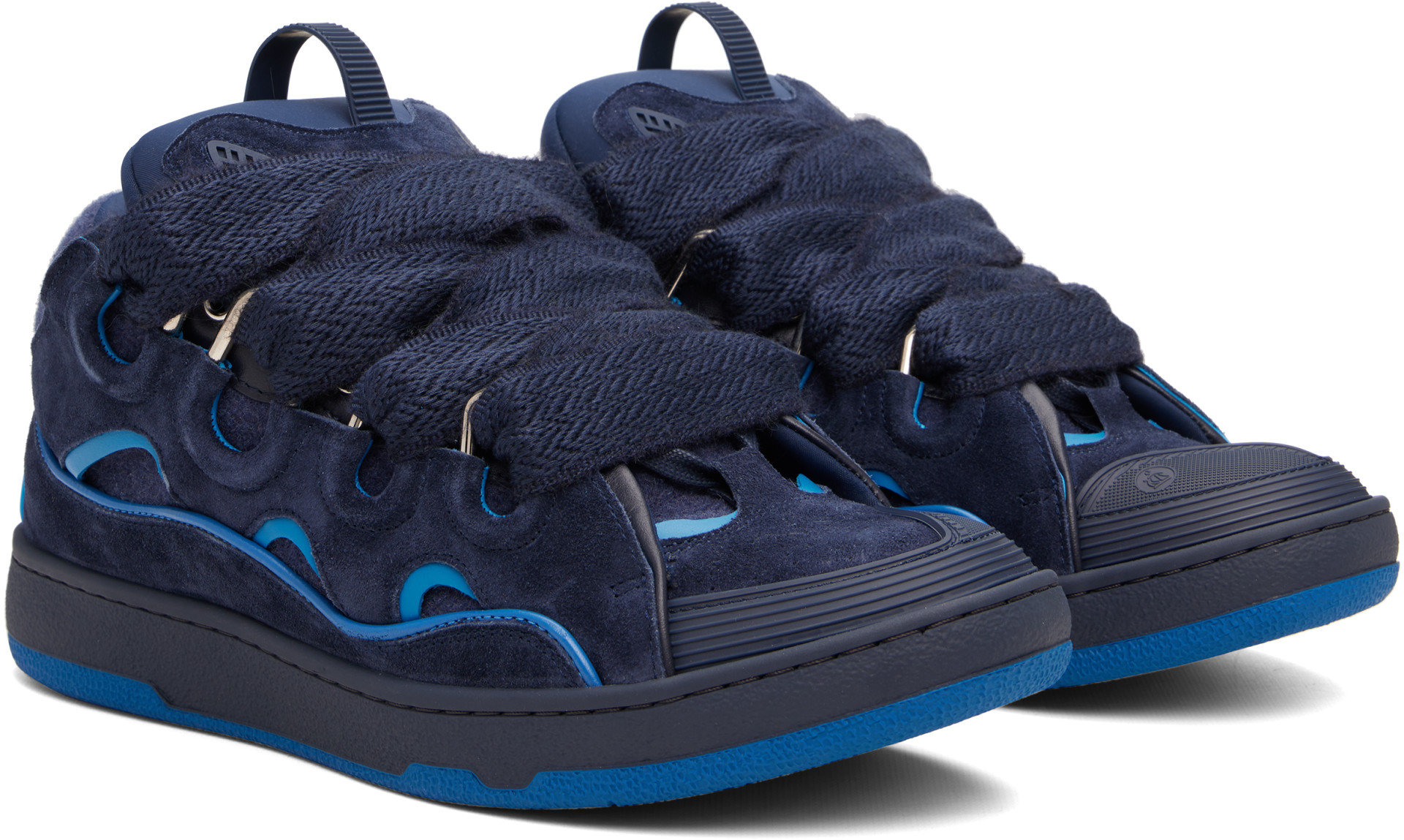 Lanvin - Navy Curb Felt Sneakers