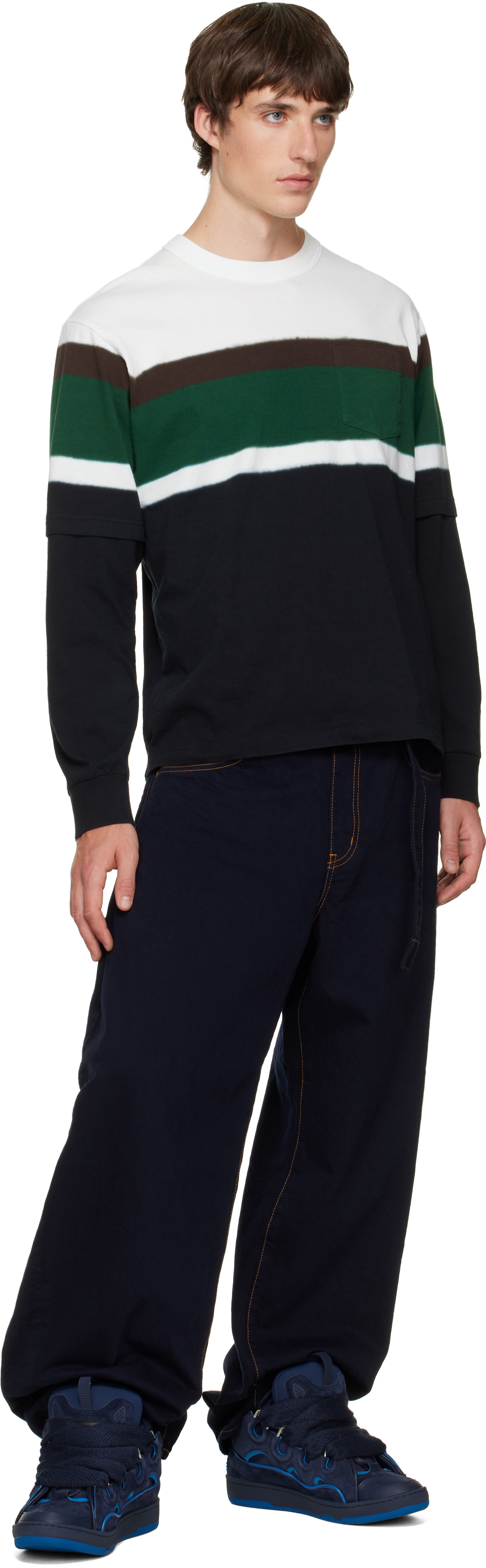 Lanvin - 海军蓝 Curb Felt 运动鞋