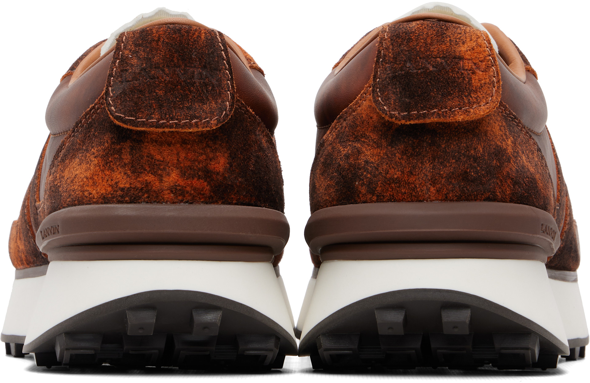 Lanvin: Brown & Orange Bumpr Used Leather Sneakers | SSENSE