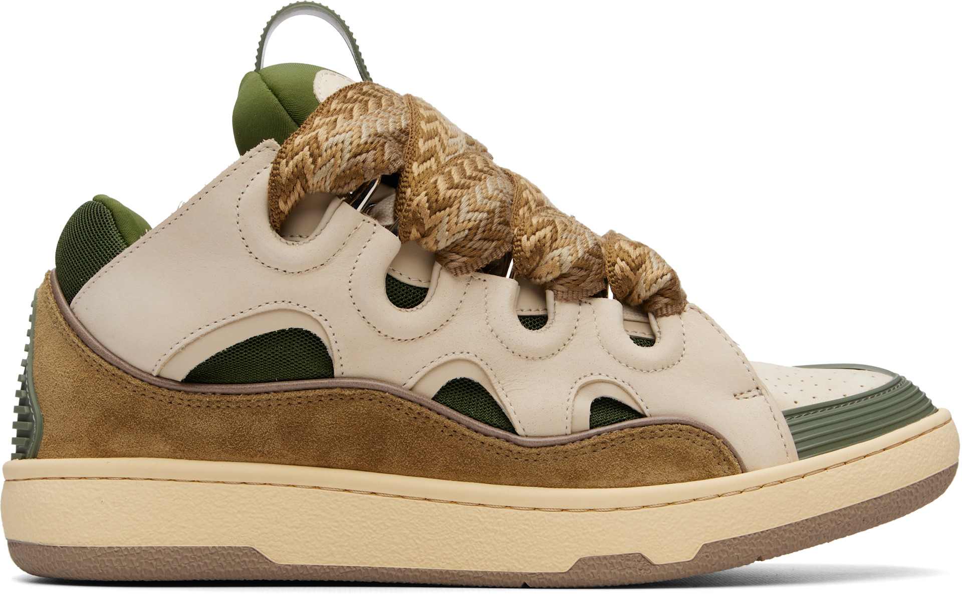 LANVIN SPORTS ベージュ 44サイズ Lanvin: Beige & Khaki Curb Leather Sneakers | SSENSE